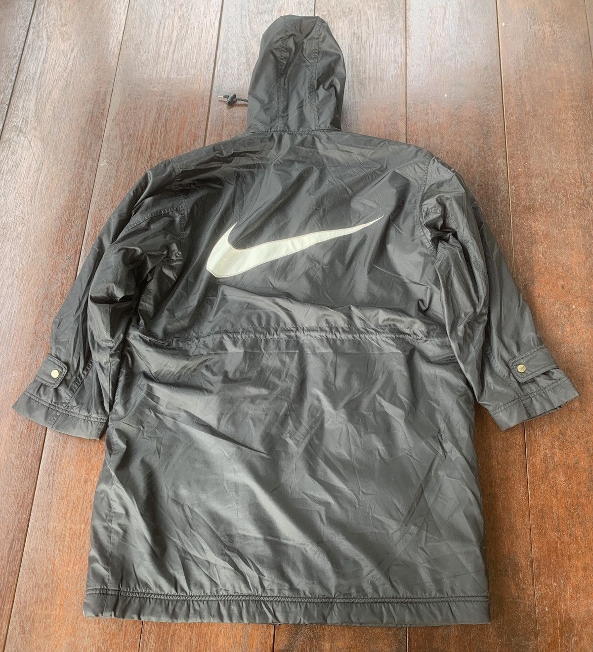 Nike × Vintage 90s Nike big swoosh logo sherpa lining long hoodie jacket Size US M / EU 48-50 / 2 - 1 Thumbnail