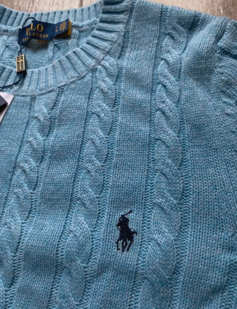 Polo Ralph Lauren Ralph Lauren Sweater mit Zopfmuster in Hellblau | Größe L Size US L / EU 52-54 / 3 - 4 Thumbnail