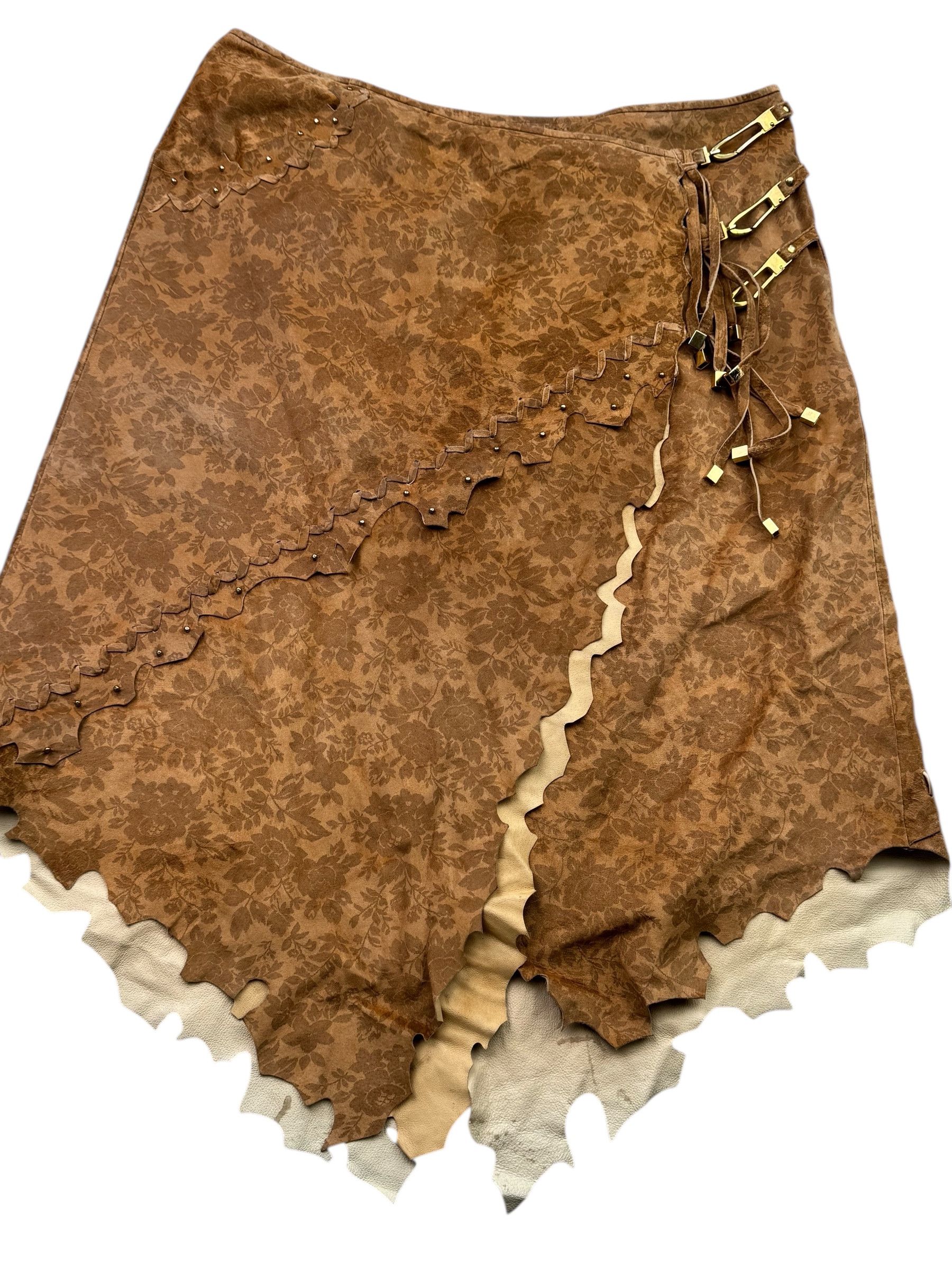Japanese Brand Vintage Leather Skirt With Straps W265(V9) Size 32" / US 10 / IT 46 - 2 Thumbnail