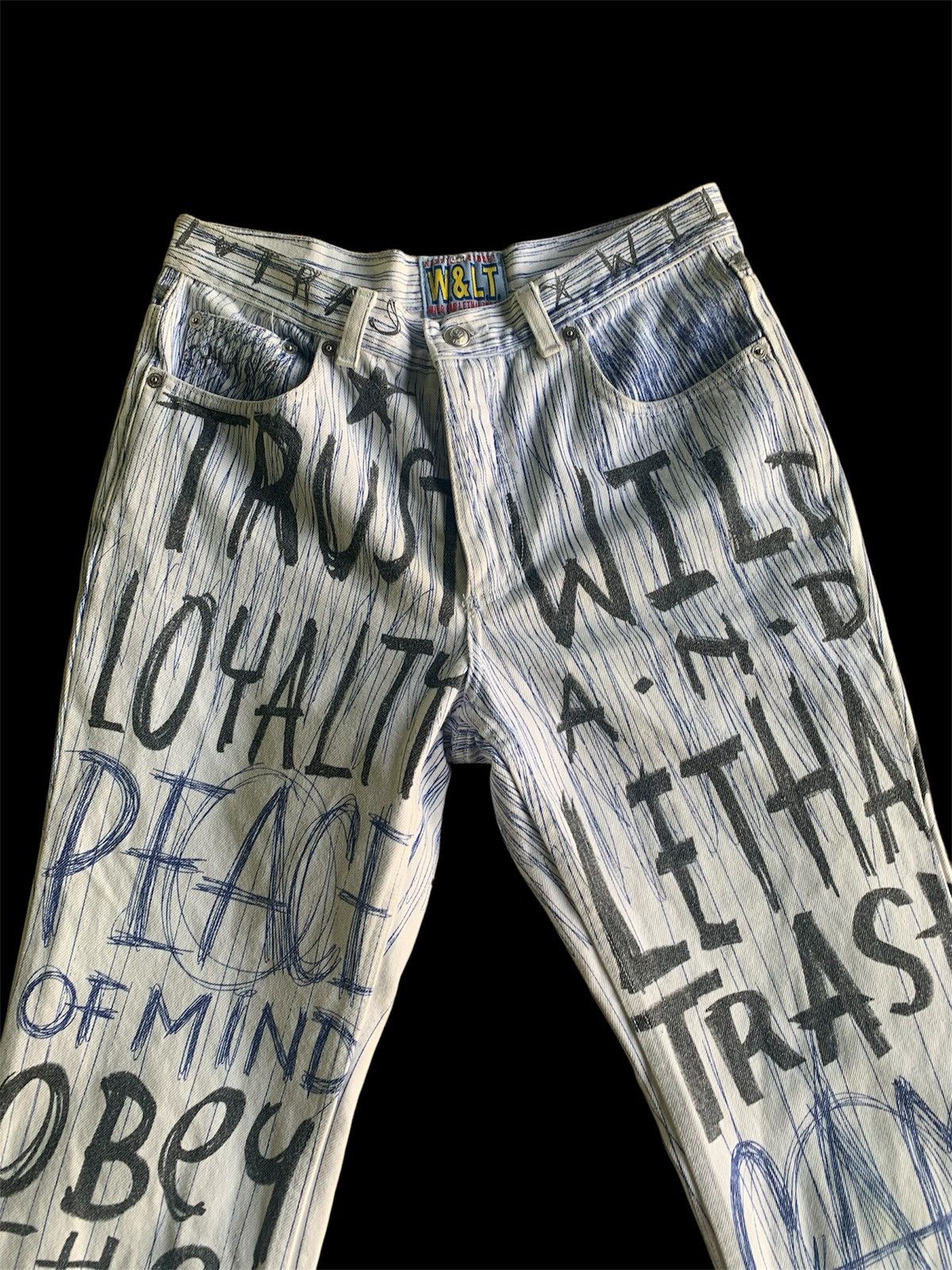 Vintage Vintage Walter Van Beirendonck 90s graffiti Jeans Size US 31 - 3 Thumbnail