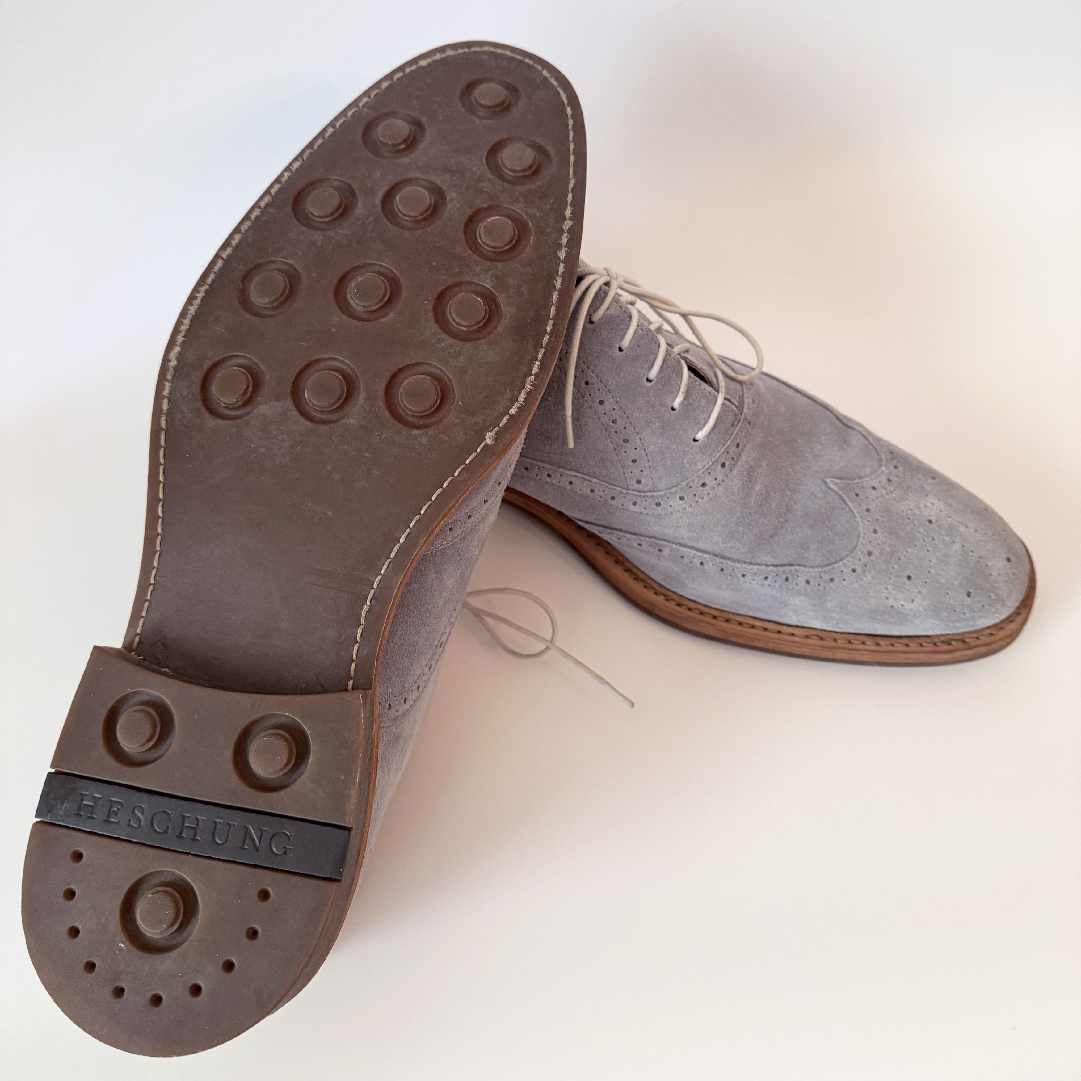 Heschung HESCHUNG Pale Blue Suede Oxfords Size US 10.5 / EU 43-44 - 8 Thumbnail