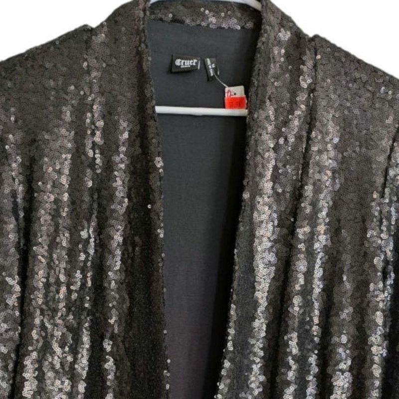 Ralph Lauren CRUEL DENIM Black Sequin Sweater Jacket Blazer Cardigan M Size M / US 6-8 / IT 42-44 - 4 Thumbnail