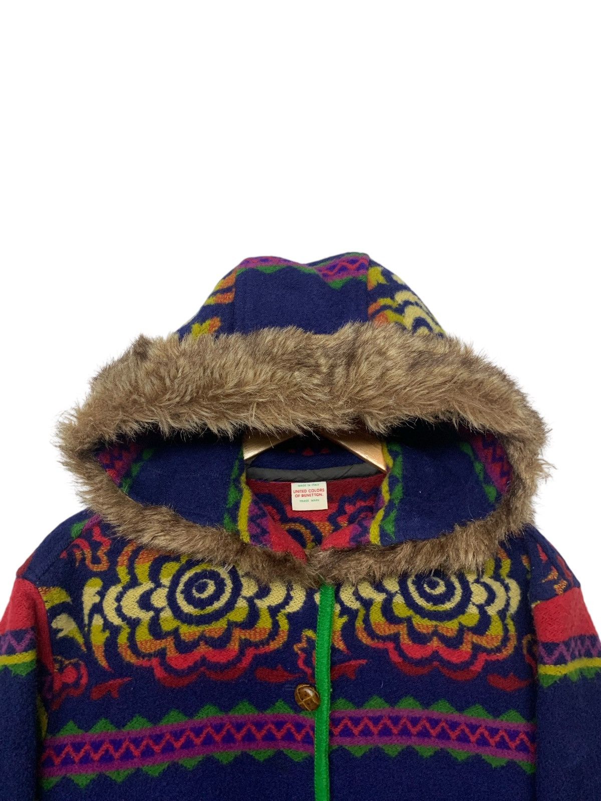 United Colors Of Benetton 90's United Color Of Benetton Multicolor Fleece Hoodie Fur Size US M / EU 48-50 / 2 - 5 Thumbnail