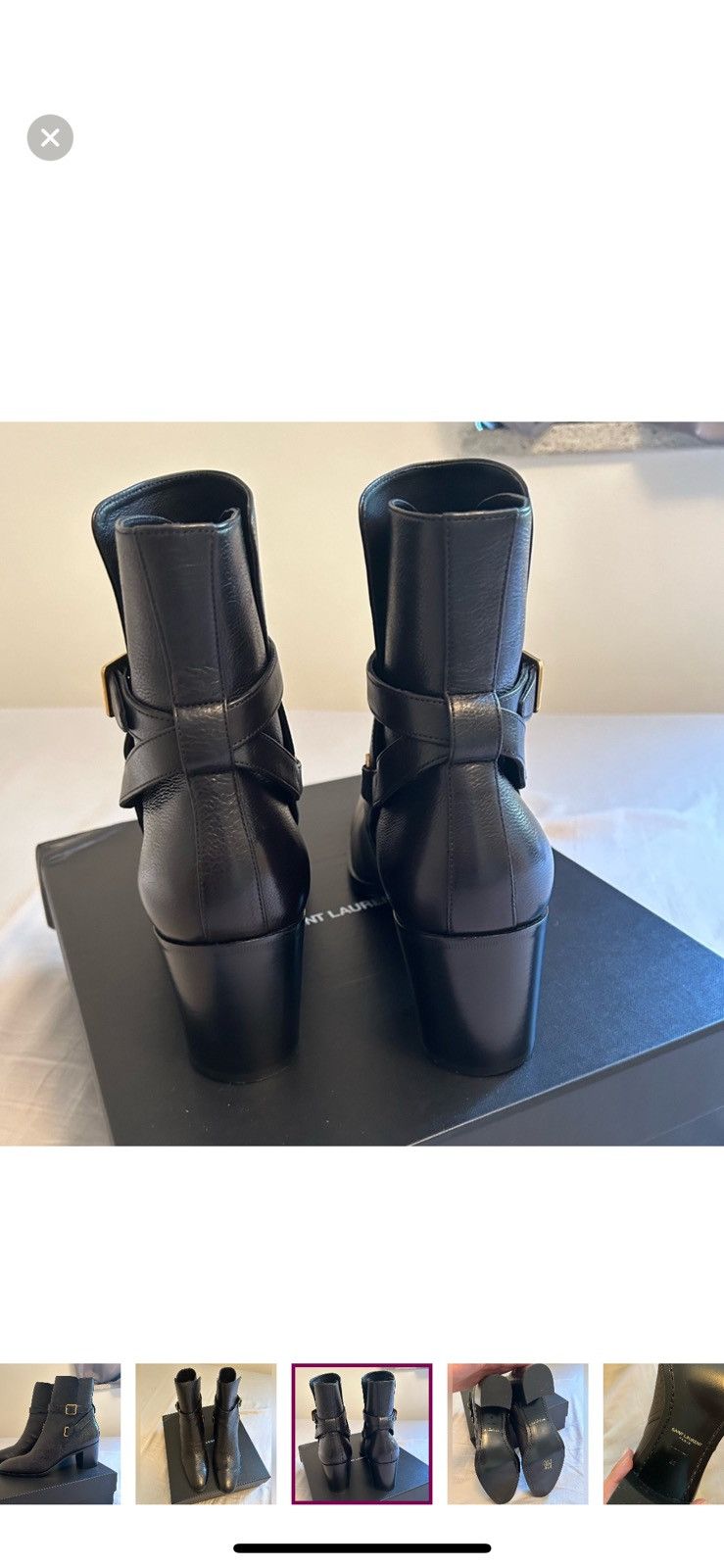 Saint Laurent Paris Saint Laurent Dorian 70mm Calfskin Buckle Ankle Booties Size US 11 / IT 41 - 8 Thumbnail