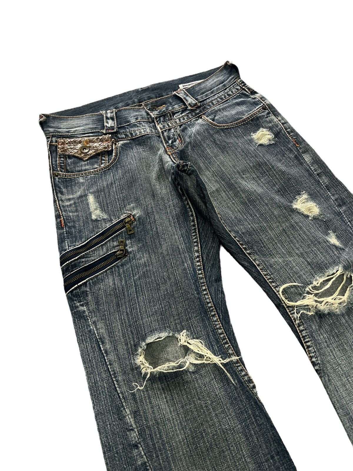 Japanese Brand FLARED💥THRASHED SEMANTIC DESIGN RIPPED DISTRESSED DENIM PANT Size US 29 - 6 Thumbnail