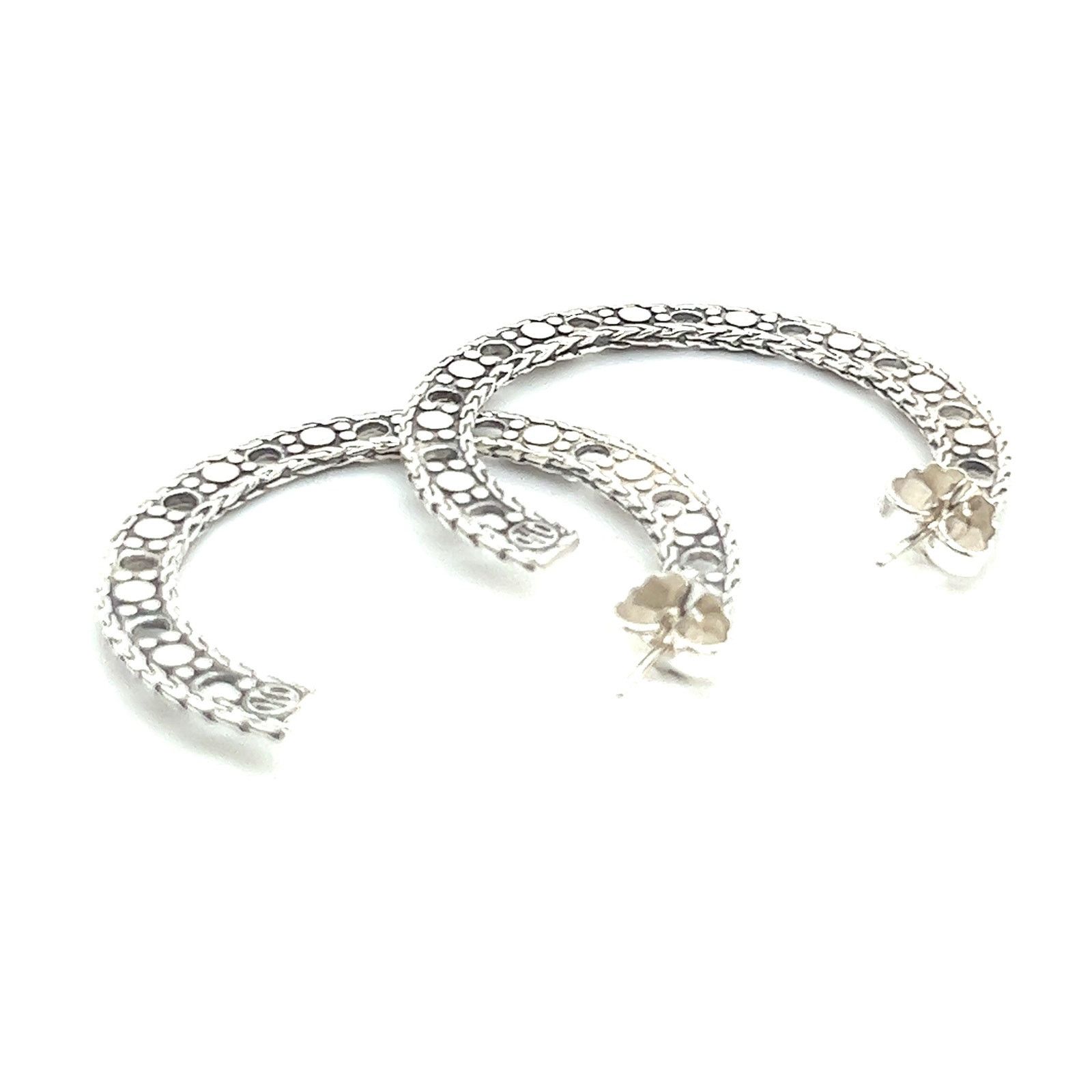 John Hardy John Hardy Sterling Silver 925 Dot Flat Hoop Earrings 2in Size ONE SIZE - 3 Thumbnail