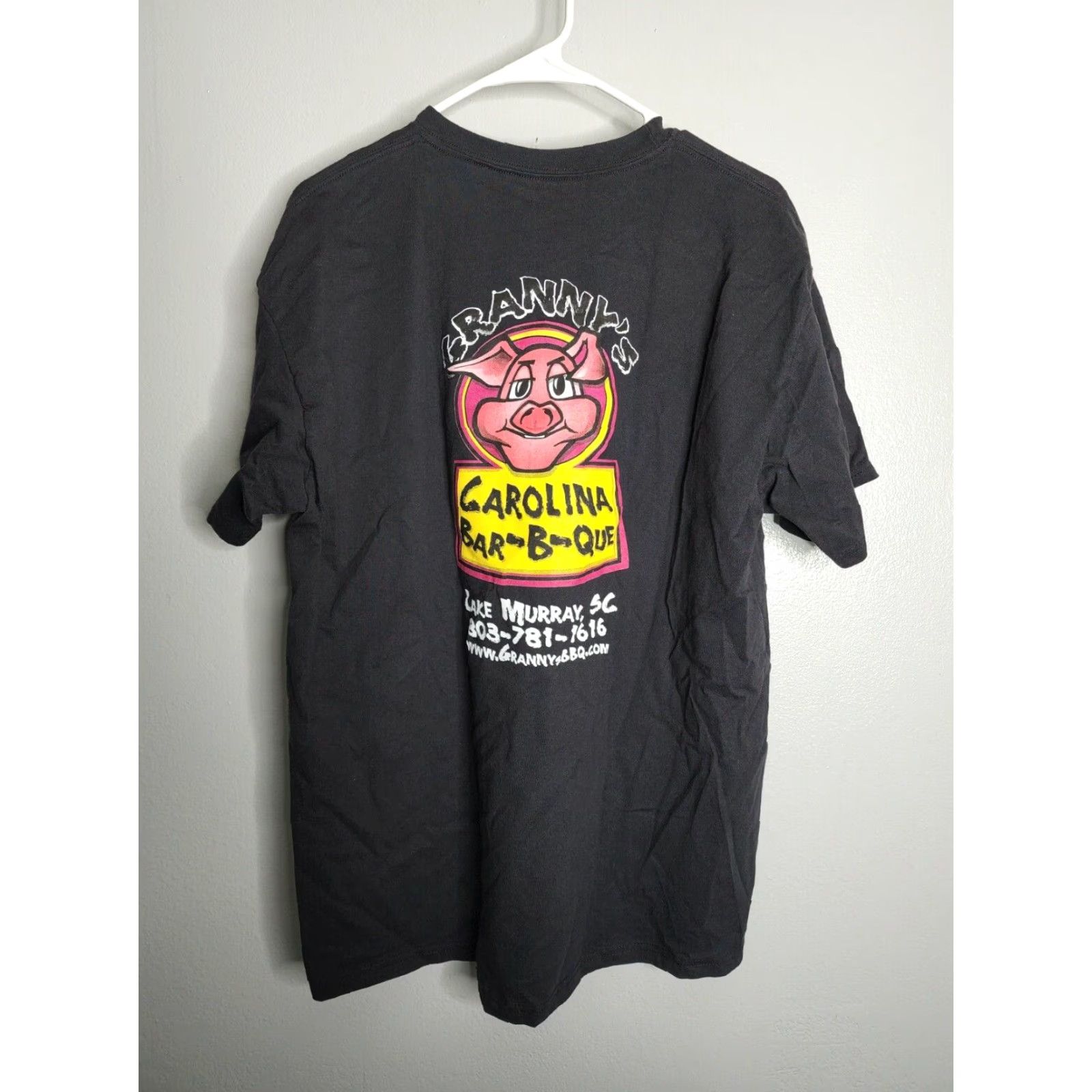 Hanes Hanes Mens T-Shirt Black Short Sleeve Crew Neck Double-Sided Granny's BBQ Pig South Carolina Funny Got Pork? L Size US L / EU 52-54 / 3 - 2 Thumbnail