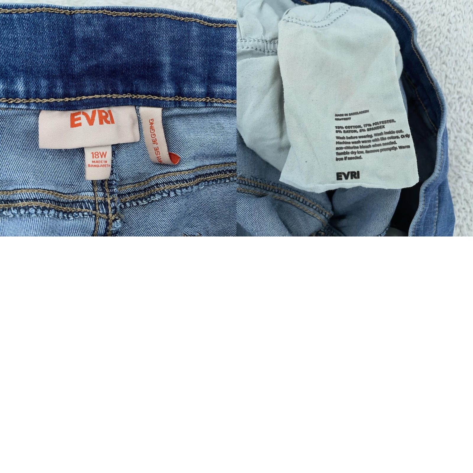 Denime EVRI Stretch Denim Jeggings Womens 18W Fits 40x27 Pull-On Skinny Plus Size Jeans Leggings Black Blue Solid 90s Casual Womens Size 36" / US 14 / IT 50 - 9 Thumbnail