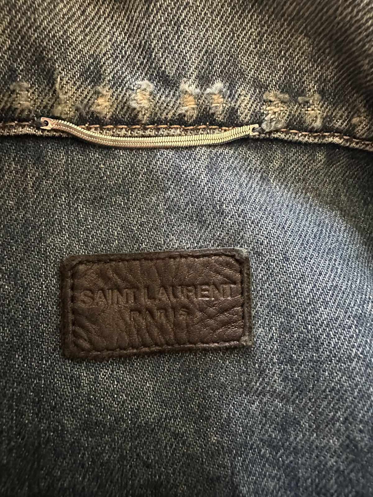 Saint Laurent Paris $1090 Saint Laurent destroyed distressed denim jacket BNWT L Size US L / EU 52-54 / 3 - 22 Thumbnail