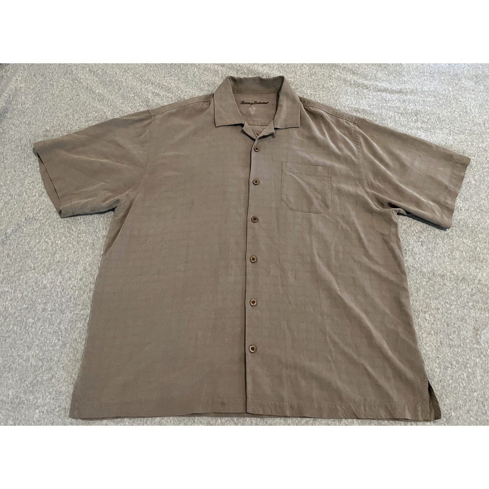 Tommy Bahama VINTAGE Tommy Bahama Silk Embroidered Shirt Island Barfly Mens XL Brown Short Sleeve Button-Up Embroidered Beach Hawaiian Tropical 90s Mens Size US XL / EU 56 / 4 - 3 Thumbnail