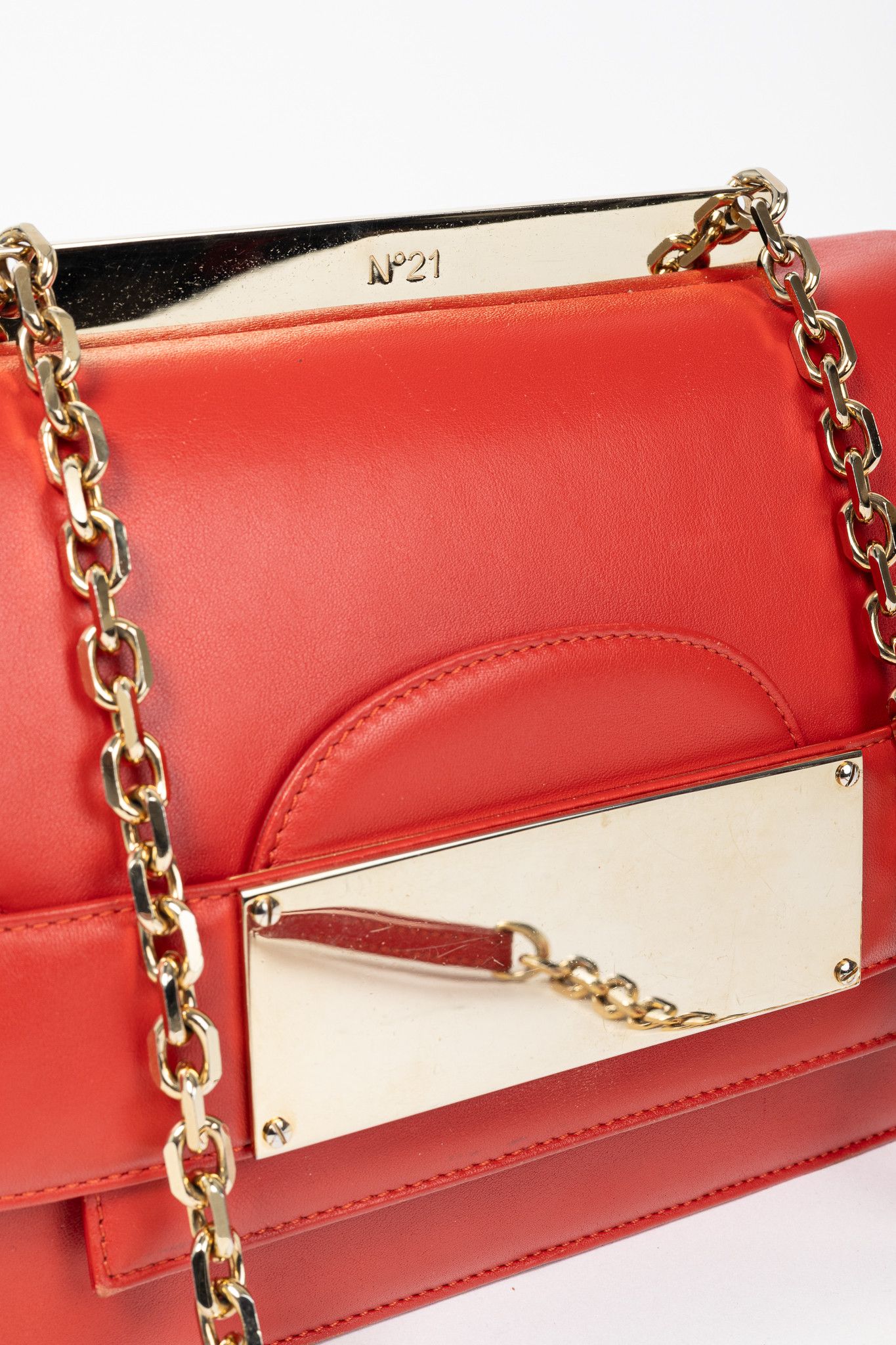 N21 N21 Bad-Belle Red Leather Flap Shoulder Bag Size ONE SIZE - 8 Thumbnail