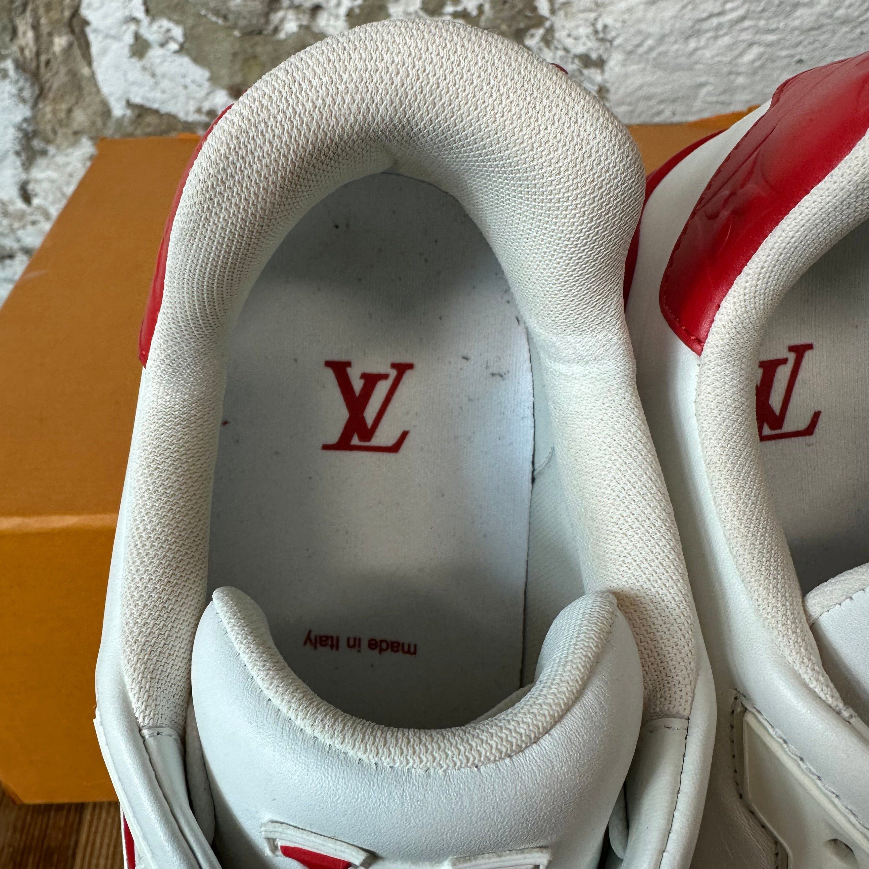 Louis Vuitton Louis Vuitton Trainer White Red Sneaker Sz 9.5 (8LV) Size US 9.5 / EU 42-43 - 4 Thumbnail
