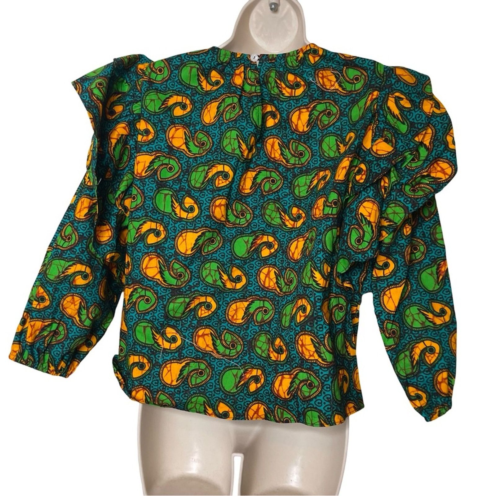 Other Royal Native green yellow 100% cotton ruffle puff sleeves S Size S / US 4 / IT 40 - 7 Thumbnail