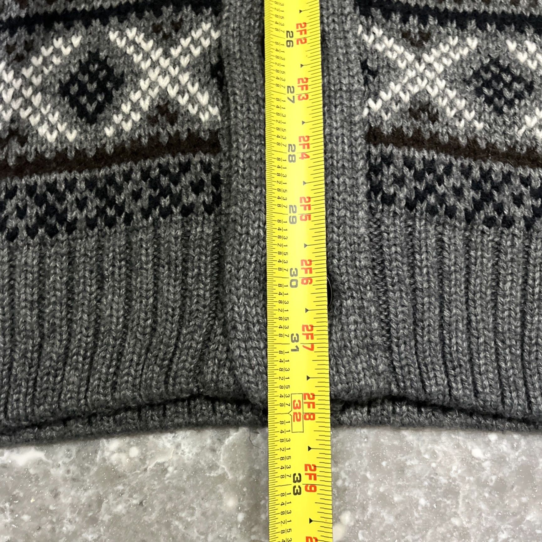 Vintage Tris Line Mens X Gray Fair Isle Sweater Cardigan Knit Crew Neck Long Sleeve Wool Blend Classic Fit All Seasons Regular XL Size US XL / EU 56 / 4 - 6 Thumbnail