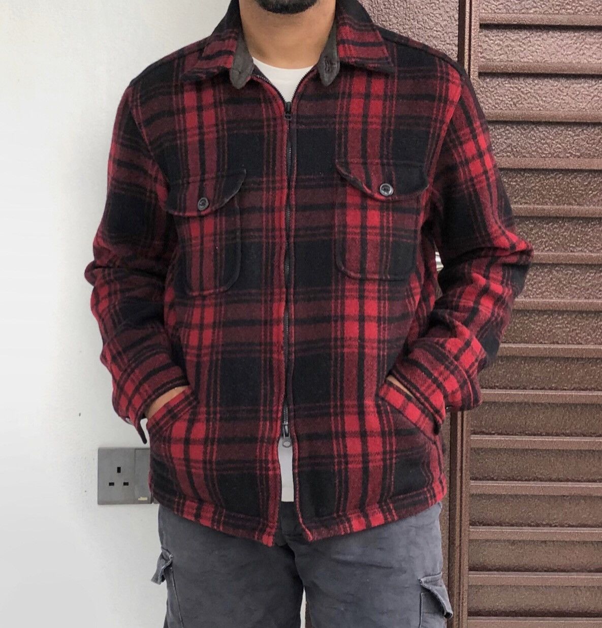 Japanese Brand Back Number Wool Jacket Red Plaid Tartan Jacket Size US L / EU 52-54 / 3 - 1 Thumbnail