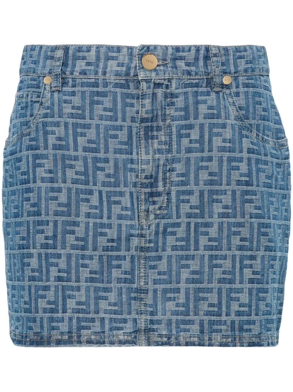 Fendi FF CHAMBRAY MINI SKIRT Size 27" / US 4 / IT 40 - 1 Thumbnail