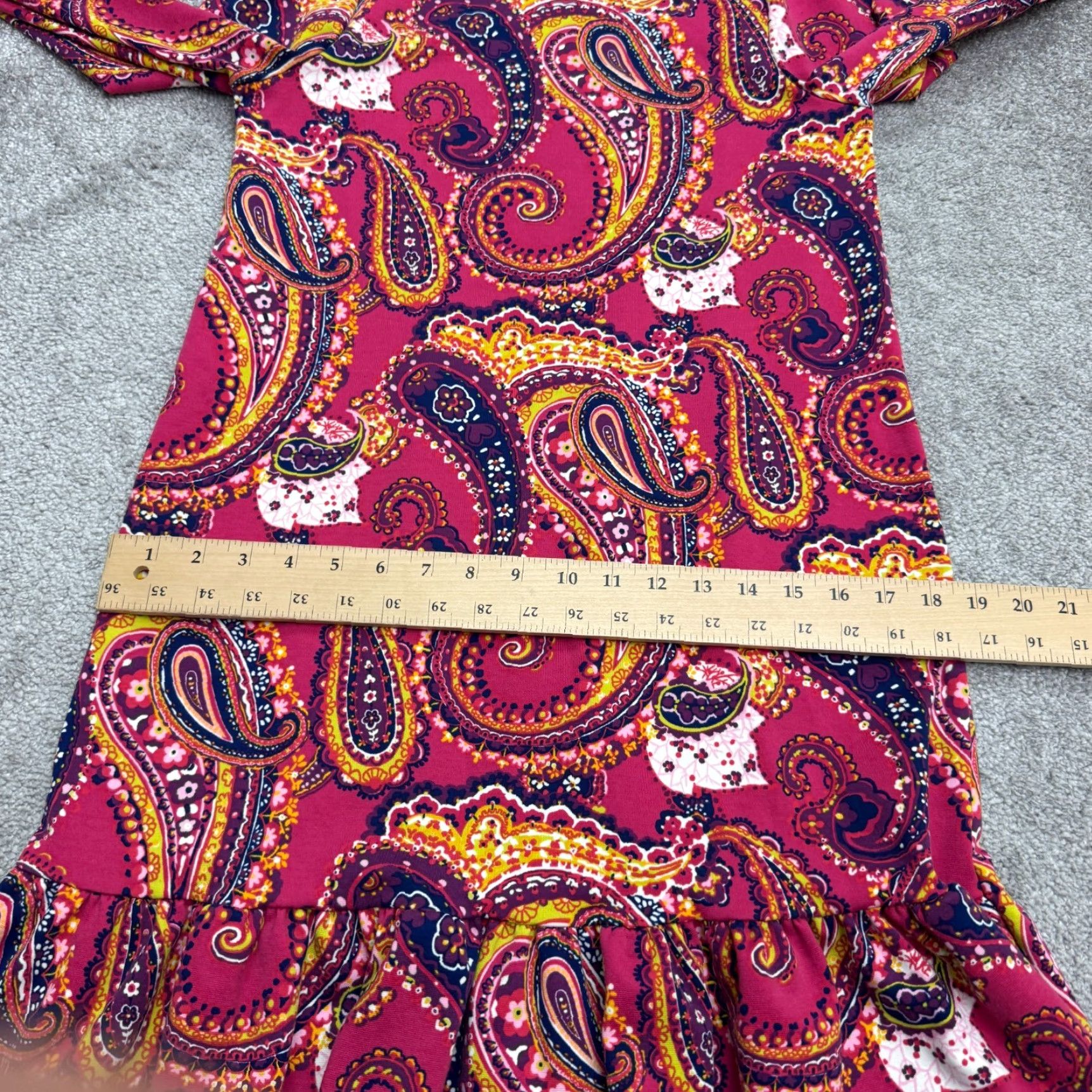 Lands' End Lands' End Paisley Ruffle Hem Shift Dress Womens XL Pink Long Sleeve Boho Casual Size XL / US 12-14 / IT 48-50 - 7 Thumbnail