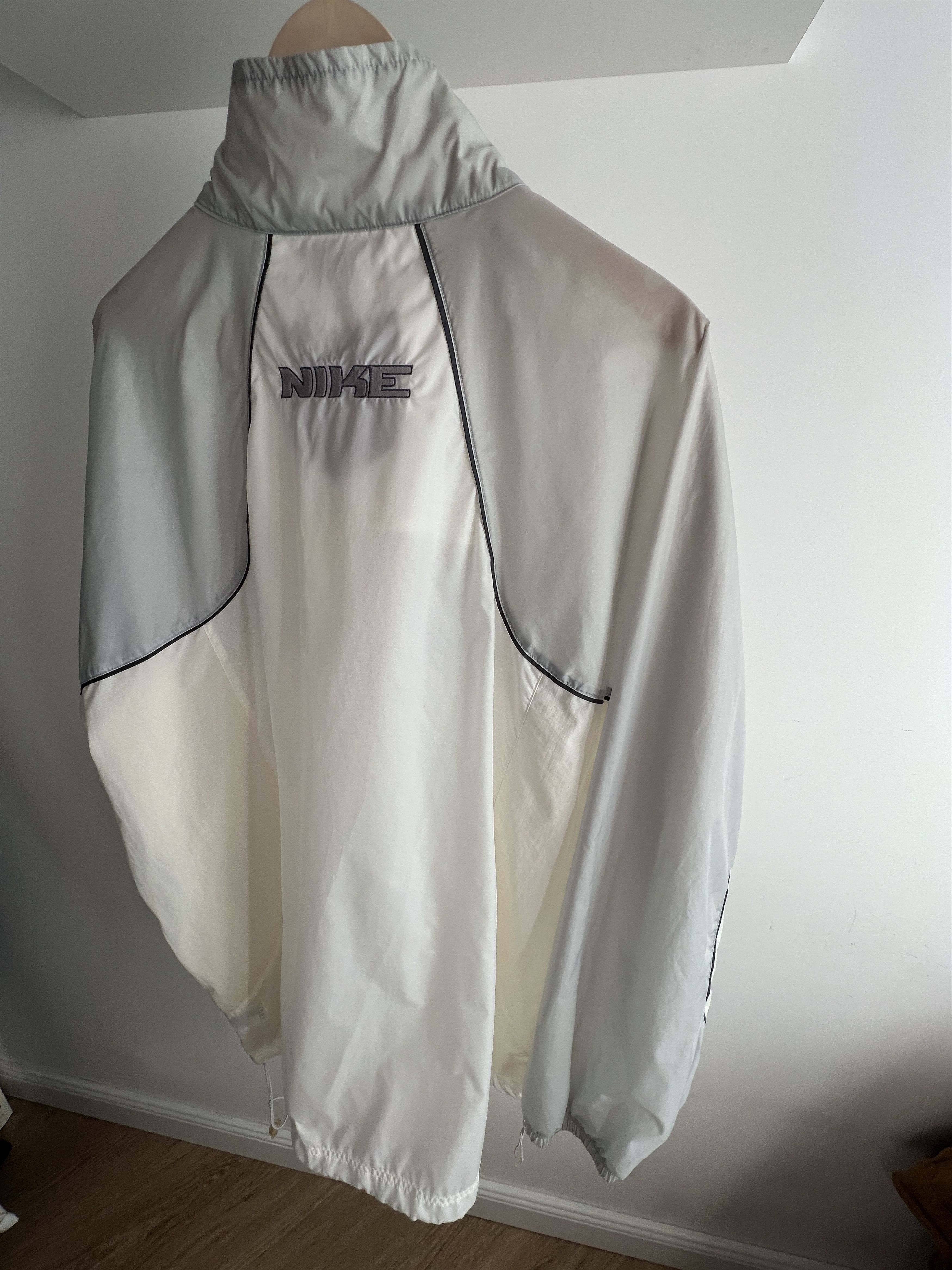Nike × Vintage Nike Windbreaker Vintage Swoosh Zipper Cream Y2K Drill Size US XXL / EU 58 / 5 - 4 Thumbnail