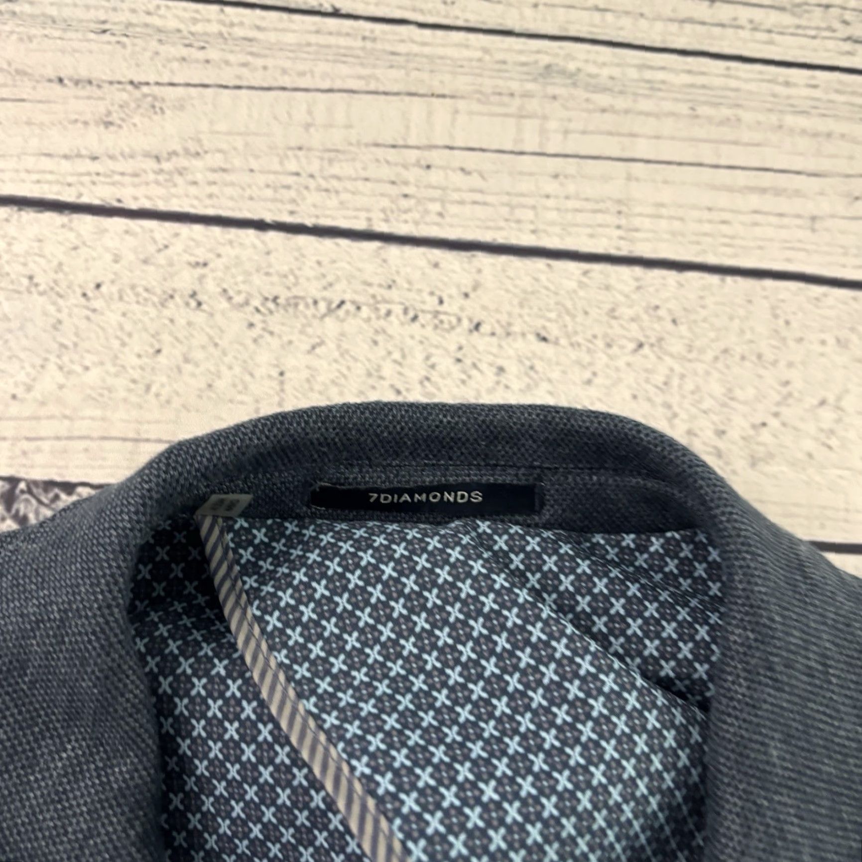 Vintage 7 Diamonds Blazer Jacket Mens M Blue Two-Button Notch Lapel Solid Regular Fit Blazer Size 40R - 2 Thumbnail