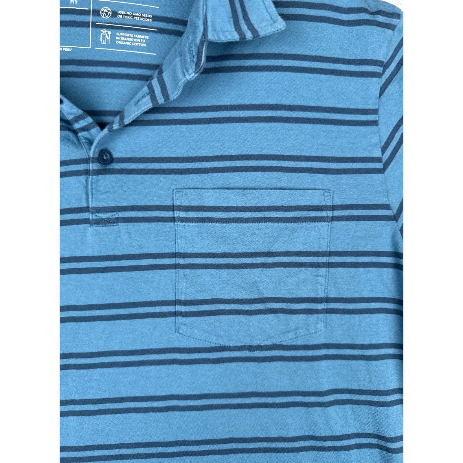 Patagonia Patagonia Polo Shirt Adult Large Blue Stripe 100% Cotton Pocket Short Sleeve Shirt Mens Regular Blue Striped Polo Size US L / EU 52-54 / 3 - 6 Thumbnail