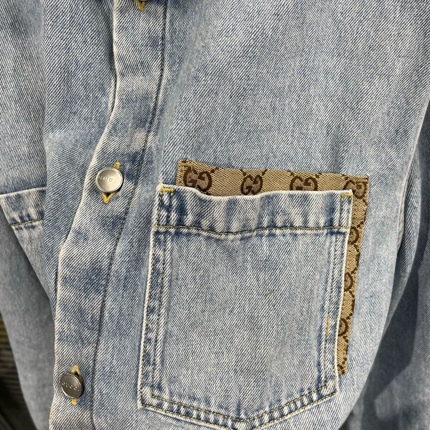 Gucci Gucci GG-Embellished Washed Denim Shirt Jacket 52 99New Size US L / EU 52-54 / 3 - 4 Thumbnail