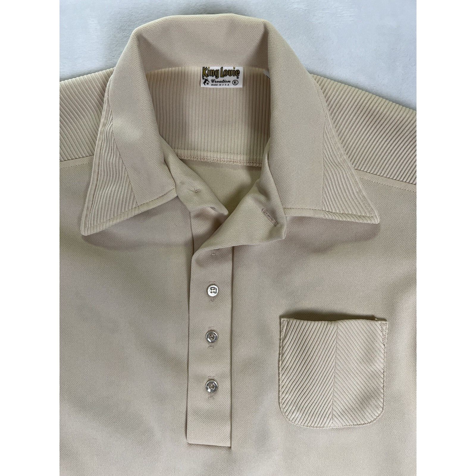 Vintage Vintage 70s King Louie Bowling Polo Shirt Size Large Beige M Size US L / EU 52-54 / 3 - 2 Thumbnail