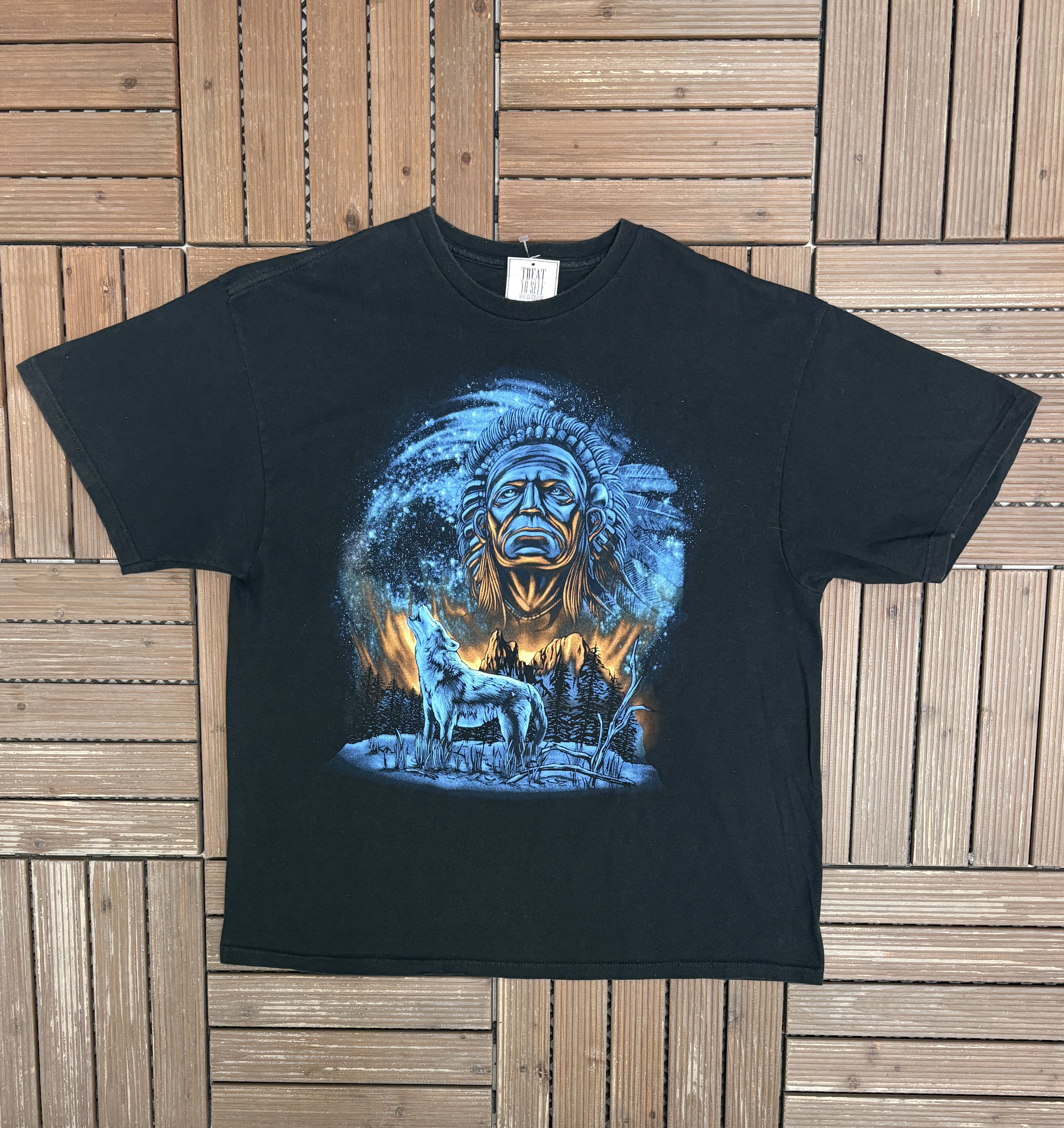 Vintage Wolves Howling Scenic Vintage Black T-Shirt Tee Size US XL / EU 56 / 4 - 1 Thumbnail