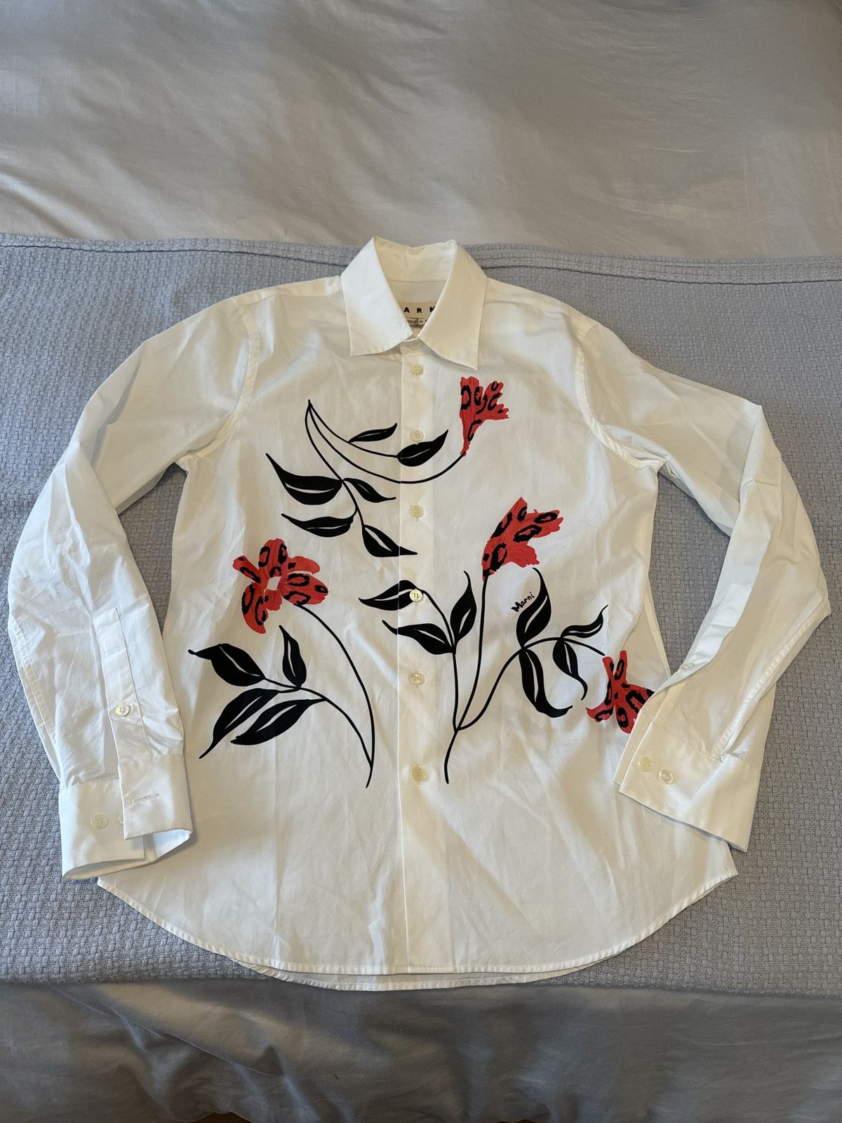 Marni Marni Men’s Floral Printed Button Up Long Sleeve Shirt Size US S / EU 44-46 / 1 - 1 Thumbnail