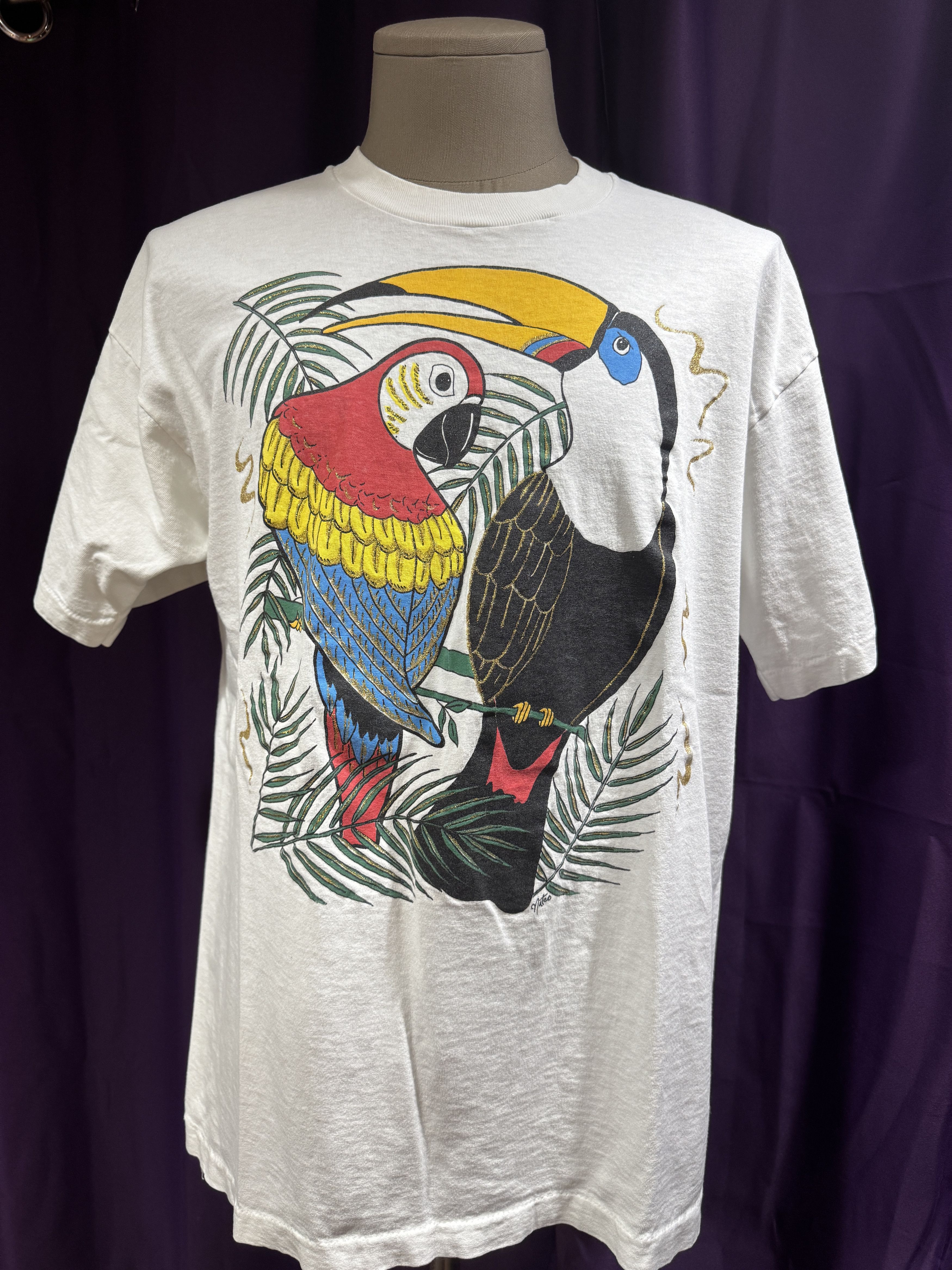 Other 90s Single Stitch Tropical Bird T Shirt Size US XL / EU 56 / 4 - 1 Thumbnail