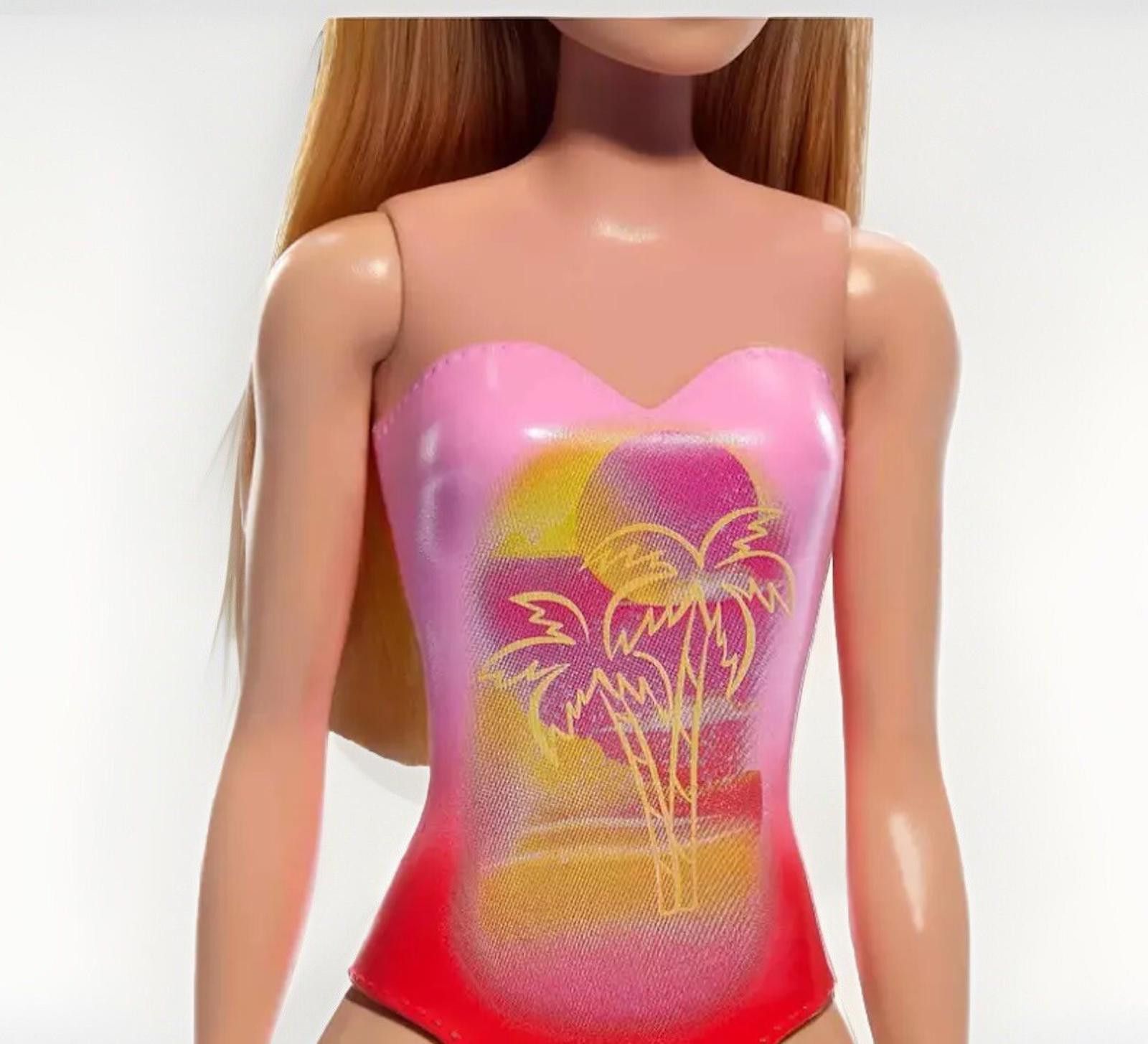 Designer Barbie Beach Doll with Pink Graphic One-Piece Swimsuit Size ONE SIZE - 3 Thumbnail