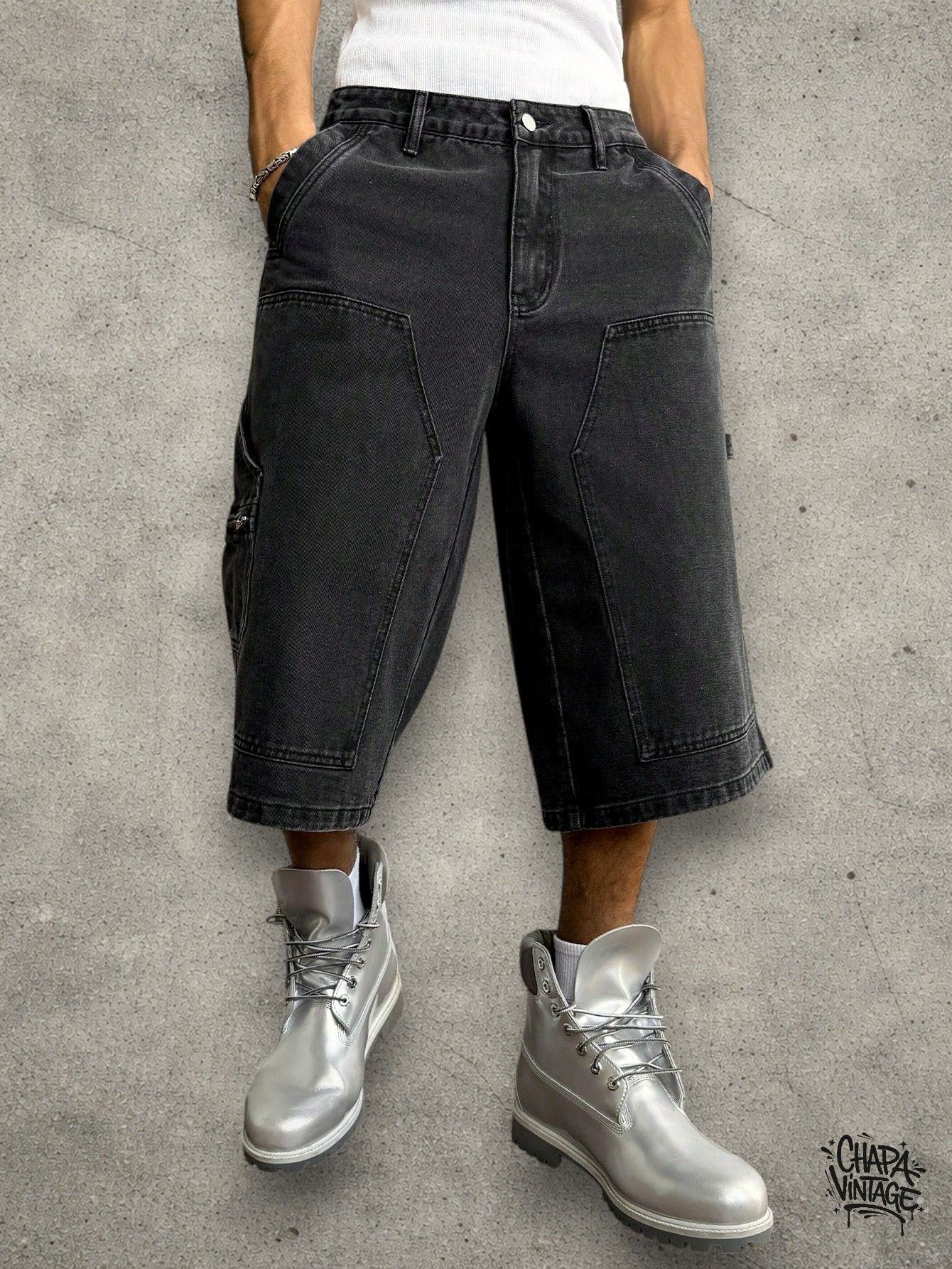 Japanese Brand Dark gray cargo jorts Size US 32 / EU 48 - 2 Thumbnail