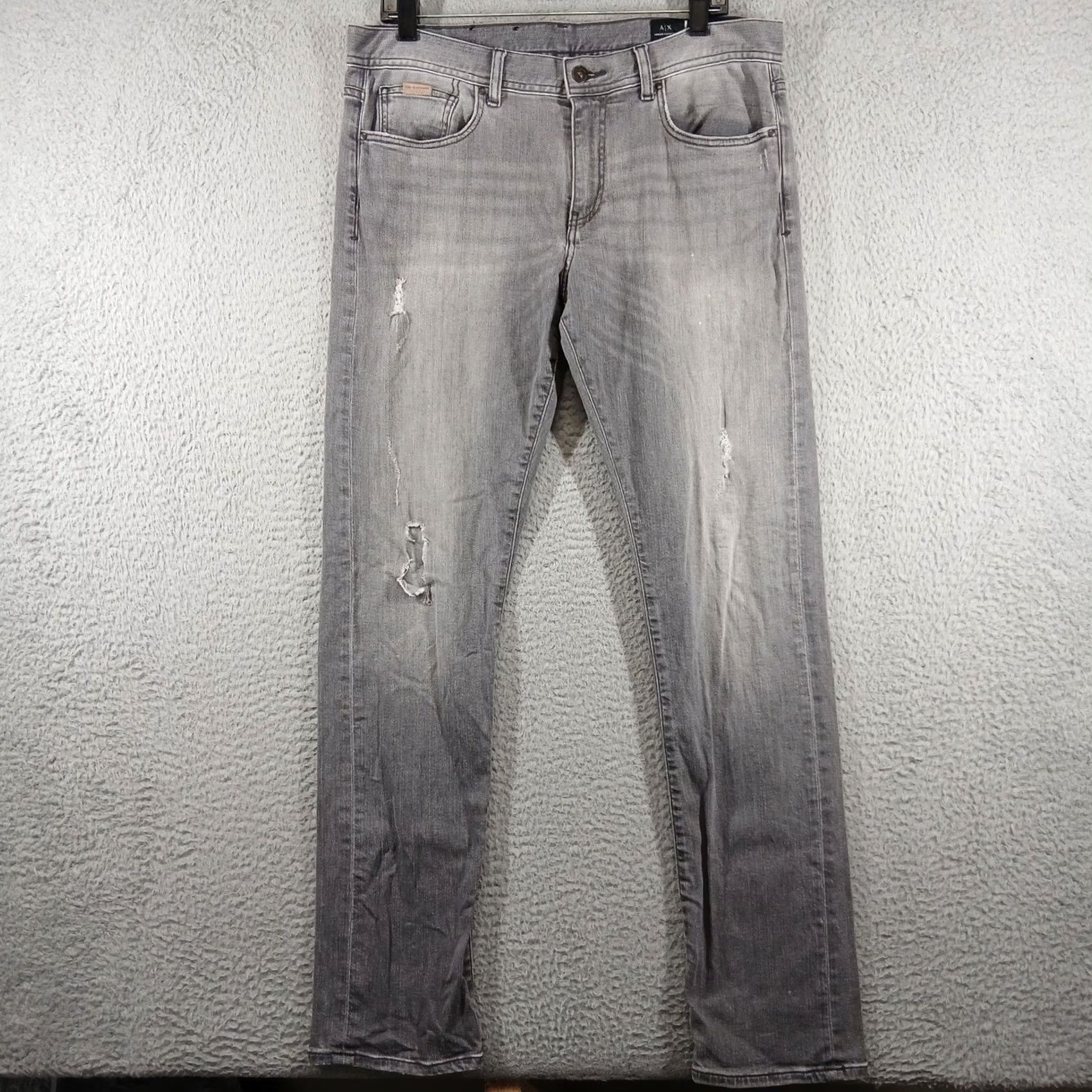 Armani Exchange Armani Exchange J13 Slim Jeans Distressed 33 Gray Denim Men Shirt? Size US 33 - 2 Thumbnail