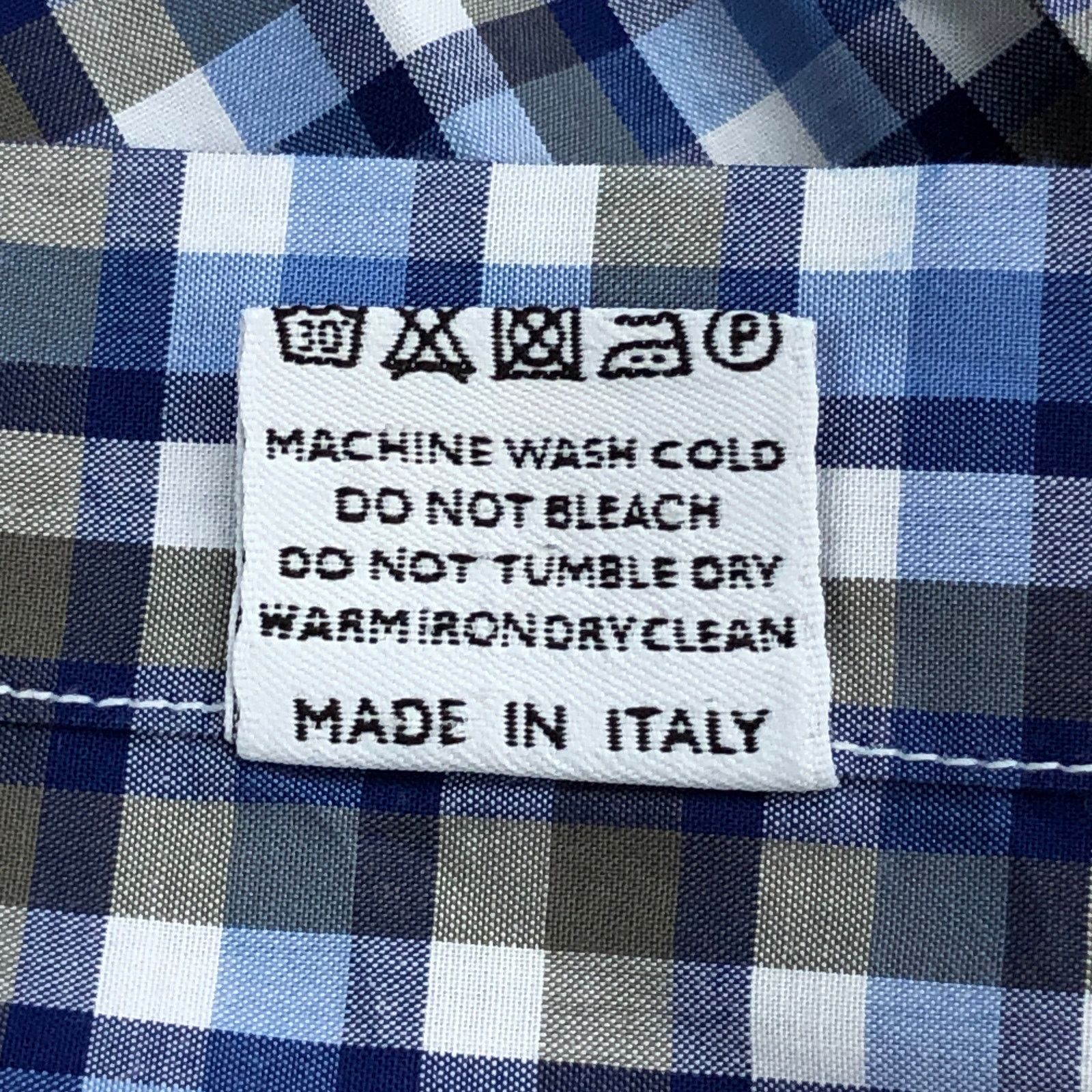 Canali Canali Size L Shirt Casual Button Down Plaid Check Blue Gray Size US L / EU 52-54 / 3 - 17 Thumbnail