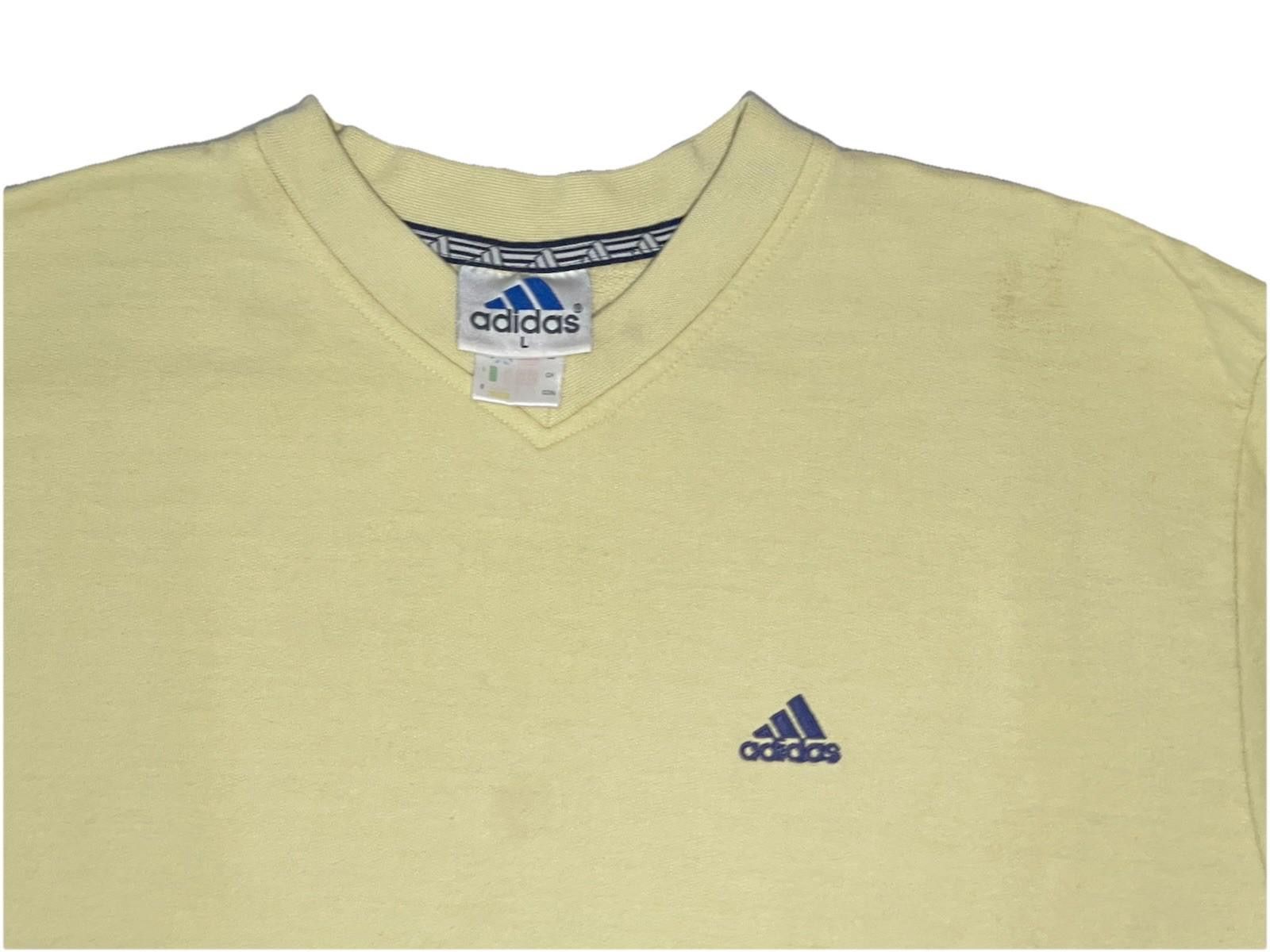 Adidas 1990s Adidas Yellow/Purple Stripes Embroidered Boxy Crewneck Size US L / EU 52-54 / 3 - 3 Thumbnail