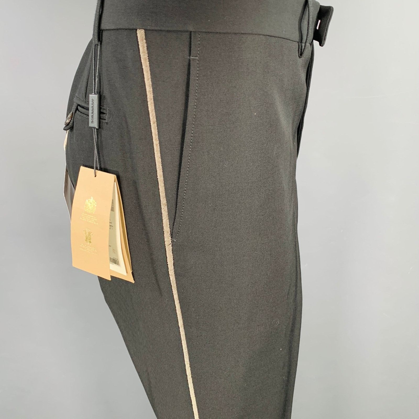 Burberry BURBERRY Size 40 Black Wool Tuxedo Dress Pants Size 40R - 2 Thumbnail