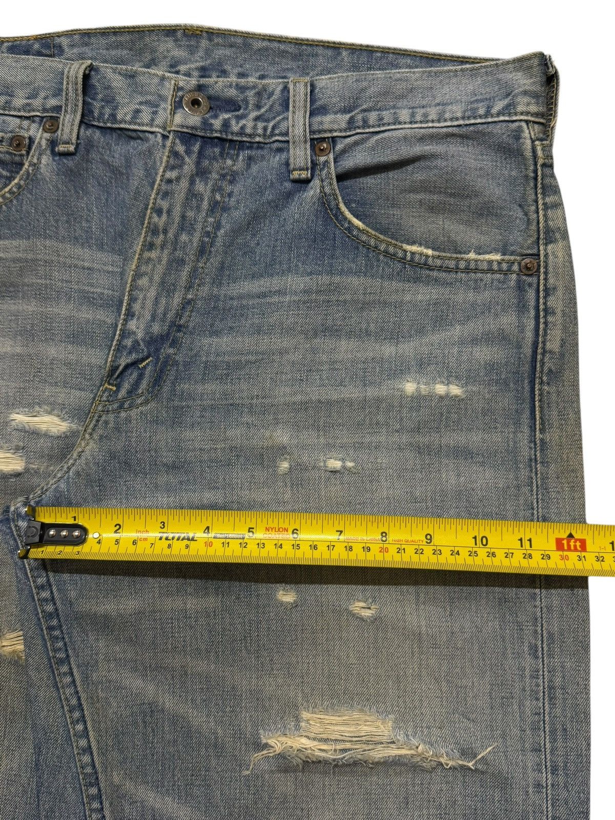 Levi's Vintage 90s Levis 503 Blue Faded Wash Ripped Wide Leg Baggy Size US 34 / EU 50 - 13 Thumbnail
