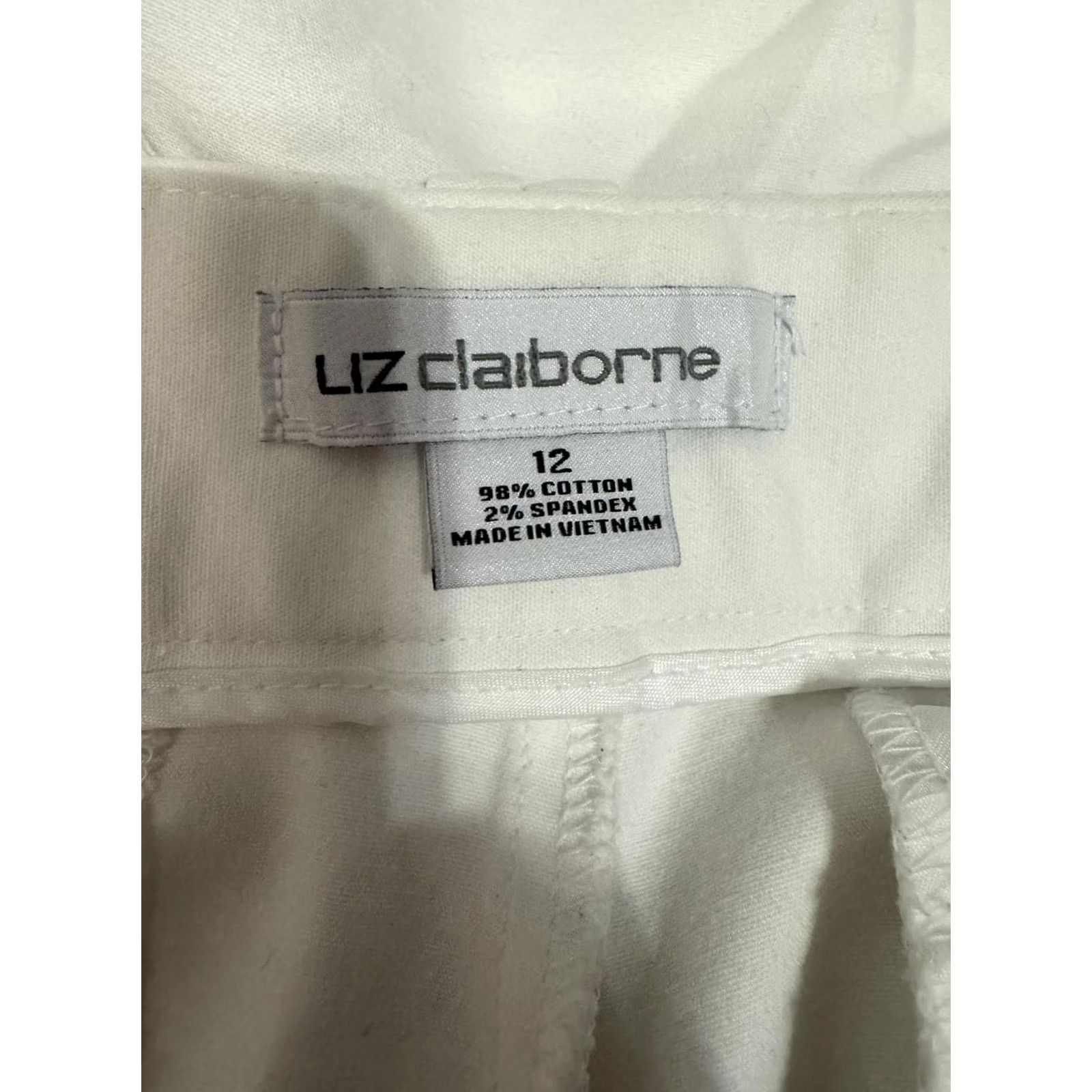 Liz Claiborne Liz Claiborne Audra Pants White 34x27 Woman Regular Cotton Denim Button 34 Inseam Straight Vintage No Size 24" / US 00 / IT 34 - 2 Thumbnail