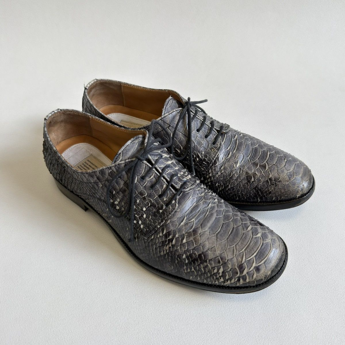 Maison Margiela Gray Snakeskin Lace Up Leather Shoes Size US 7 / IT 37 - 3 Thumbnail