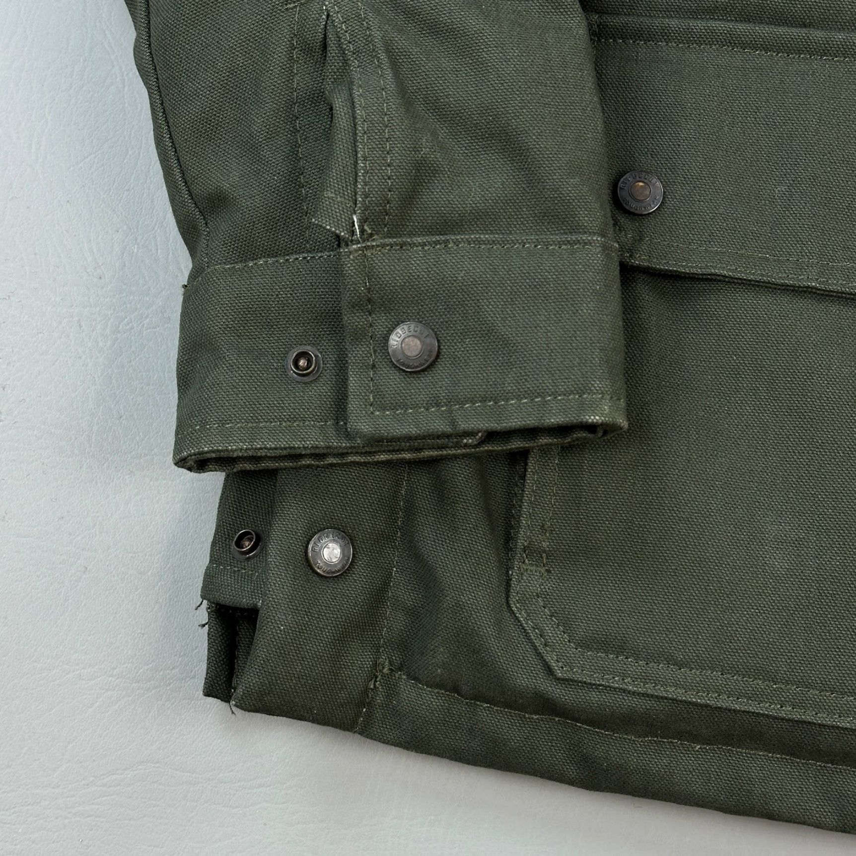 Vintage Ridgecut Toughshield Chore Jacket Mens Large Duck Canvas Fleece Lined Hooded Green Winter Fall Jacket Mens L Regular Size US L / EU 52-54 / 3 - 3 Thumbnail