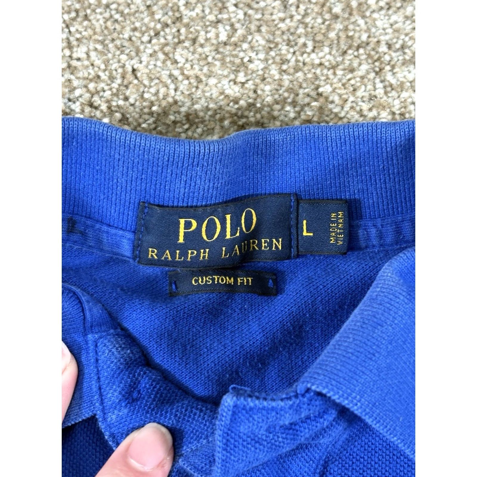 Polo Ralph Lauren Polo Ralph Lauren Polo Shirt Men L Blue W/ Green Pony, Custom Fit, Short Sleeve, Button, Embroidered Logo, Knit Cotton, Regular Size US L / EU 52-54 / 3 - 2 Thumbnail