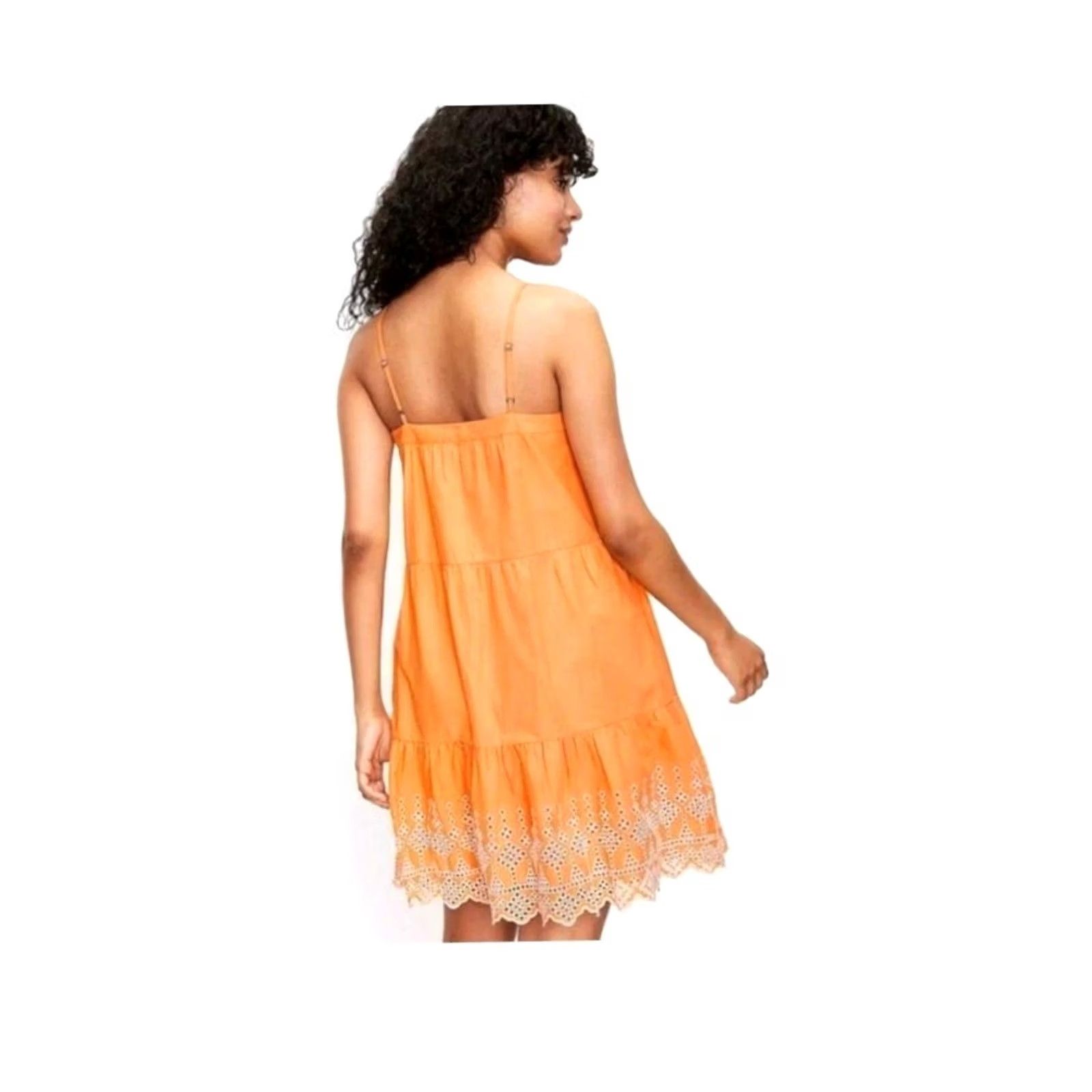 Loft LOFT Yellow White Women's Eyelet Tiered Swing Dress S NWT Casual A-Line Sleeveless 100% Cotton Size S / US 4 / IT 40 - 3 Thumbnail