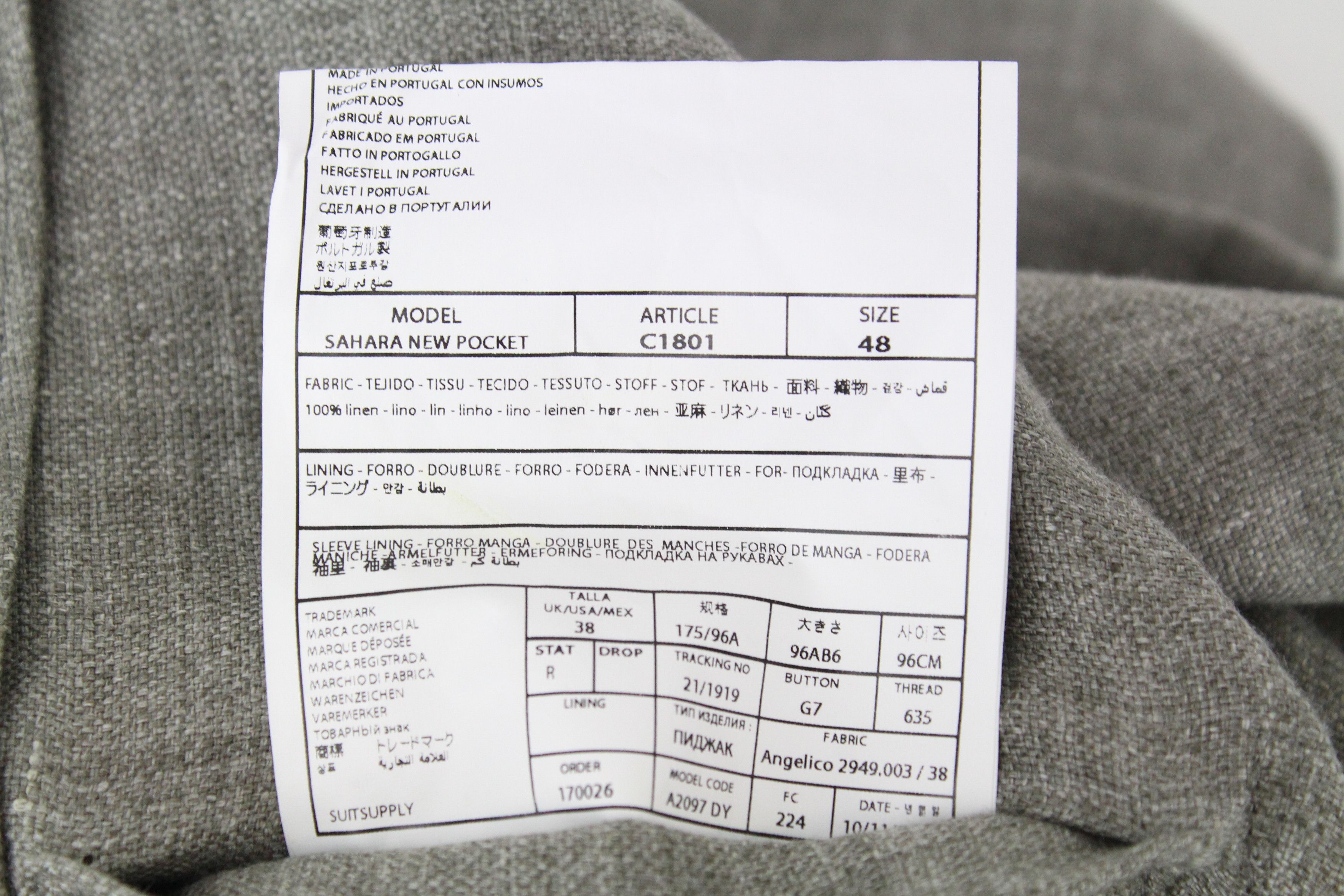 Suitsupply SAHARA UK38R Grey Linen Overshirt Jacket 66695 Size US M / EU 48-50 / 2 - 7 Thumbnail