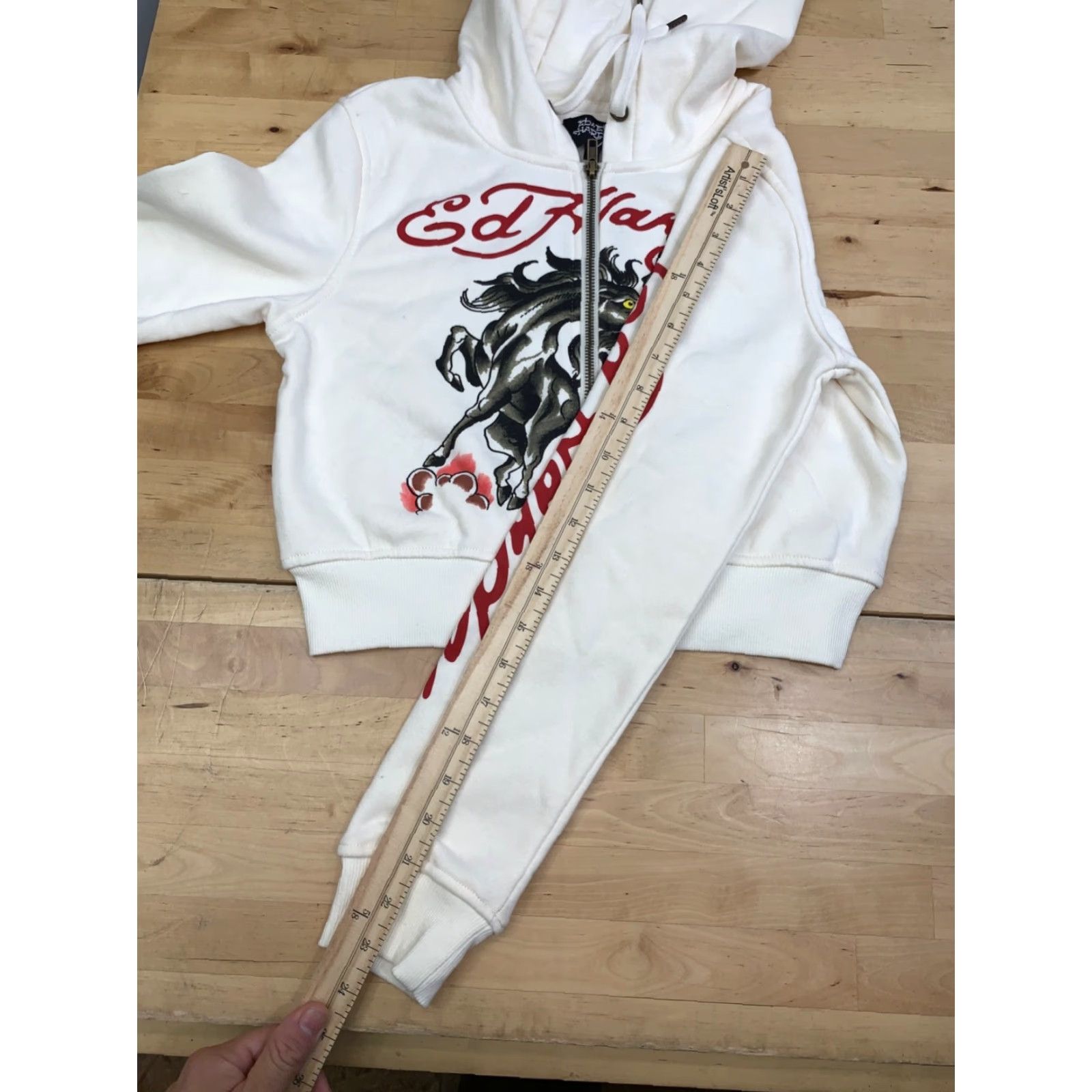 Ed Hardy Ed Hardy Hoodie Womens M Ivory Horse Crop NWT 12690 Size M / US 6-8 / IT 42-44 - 7 Thumbnail