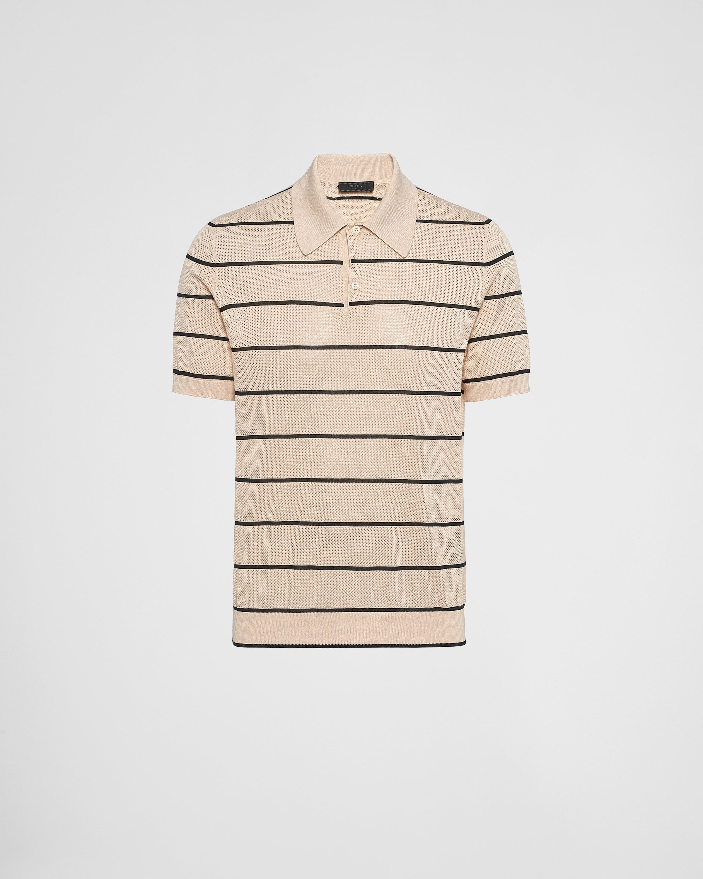 Prada o1bcso1str1025 Silk And Cotton Knit Polo Shirt Beige/Black Size US S / EU 44-46 / 1 - 1 Thumbnail