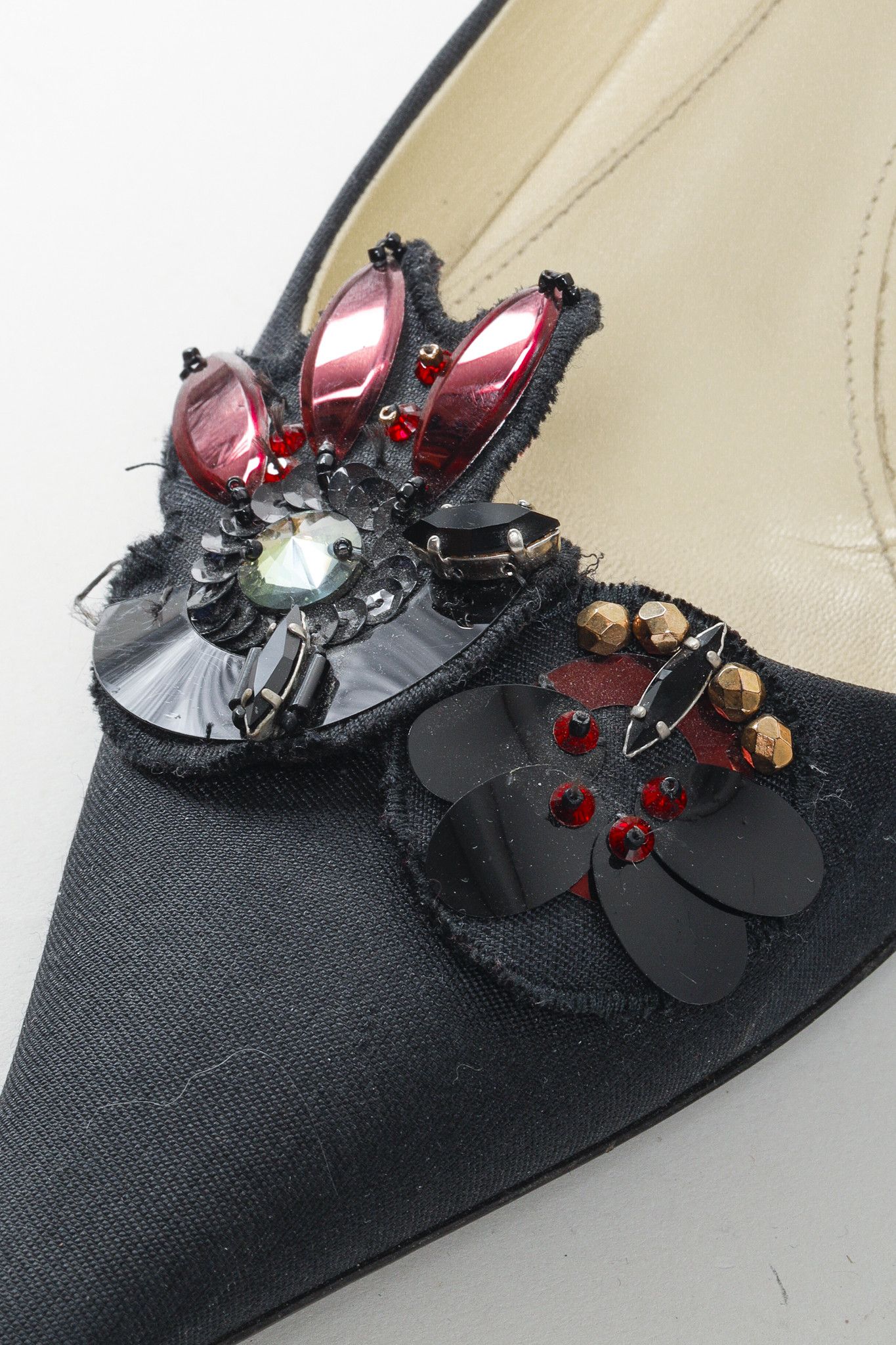 Prada Prada Black Embellished Comma Kitten Heel Pump Size US 10 / IT 40 - 10 Thumbnail