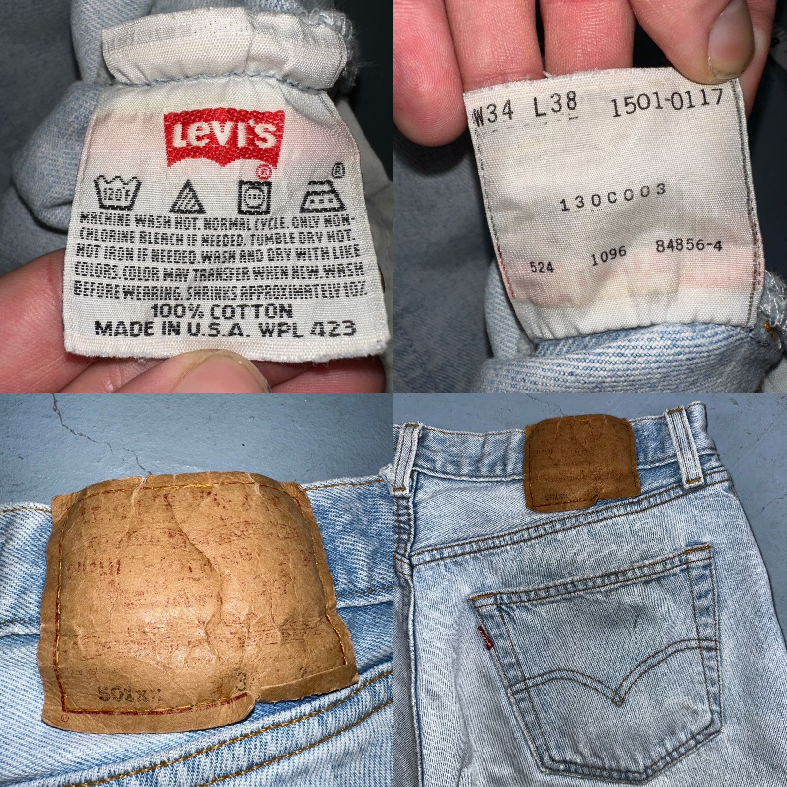 Levi's Levi's 501 Jeans Straight Men 34x38 Blue Light Wash Vintage 90s USA N/A Comfort Old School 501 Series Size US 34 / EU 50 - 9 Thumbnail