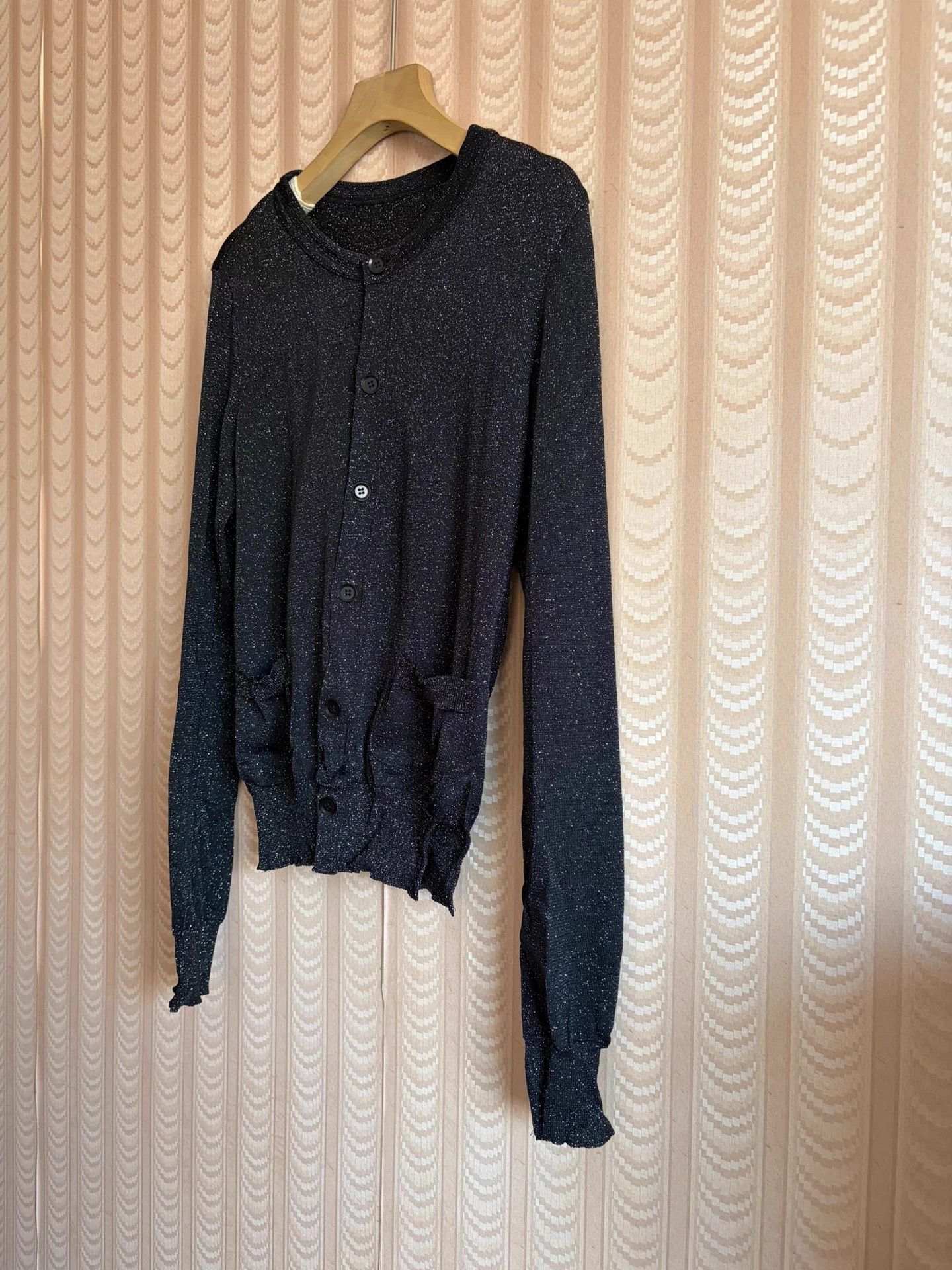 Yohji Yamamoto Yohji Yamamoto Vintage 9/10 Black Silver Metallic Cardigan Size L / US 10 / IT 46 - 4 Thumbnail
