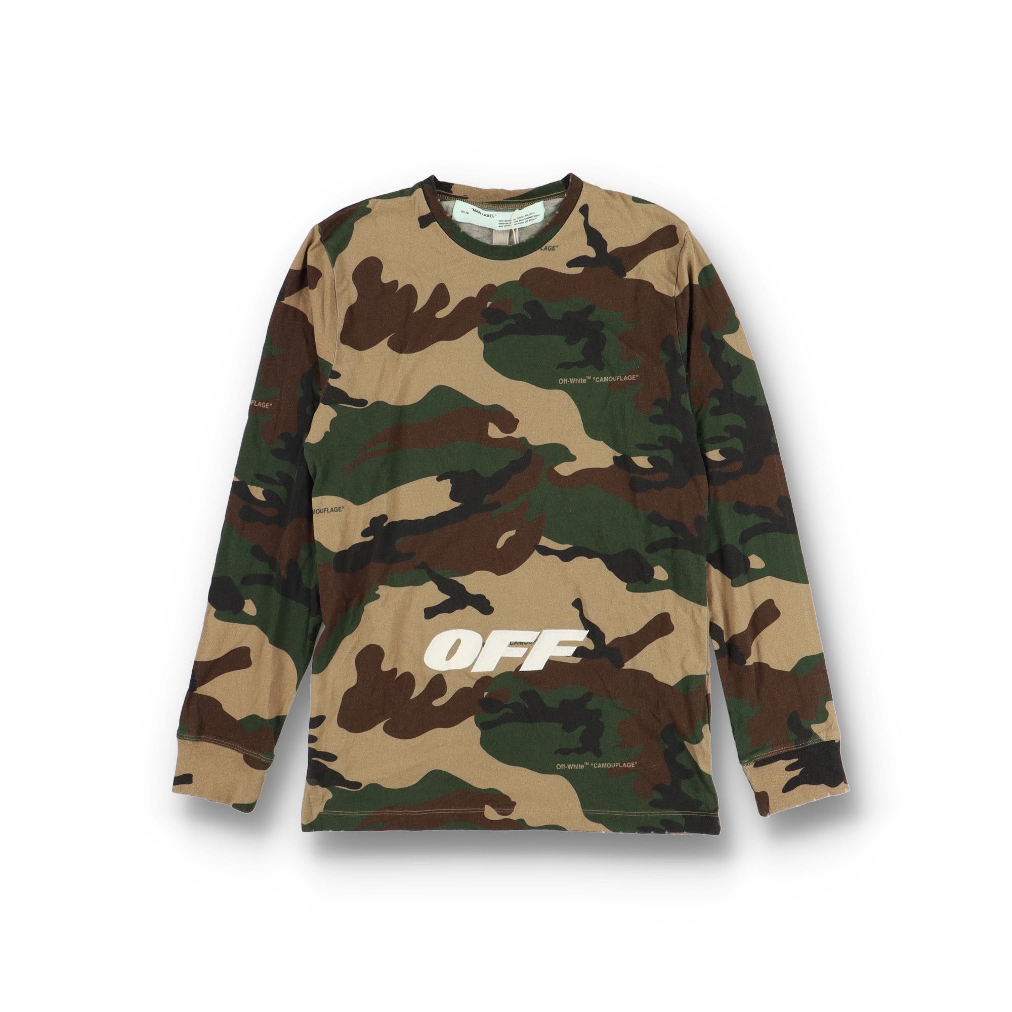Off-White Camo Embroidered Logo Distressed LS T-Shirt Size US M / EU 48-50 / 2 - 1 Thumbnail