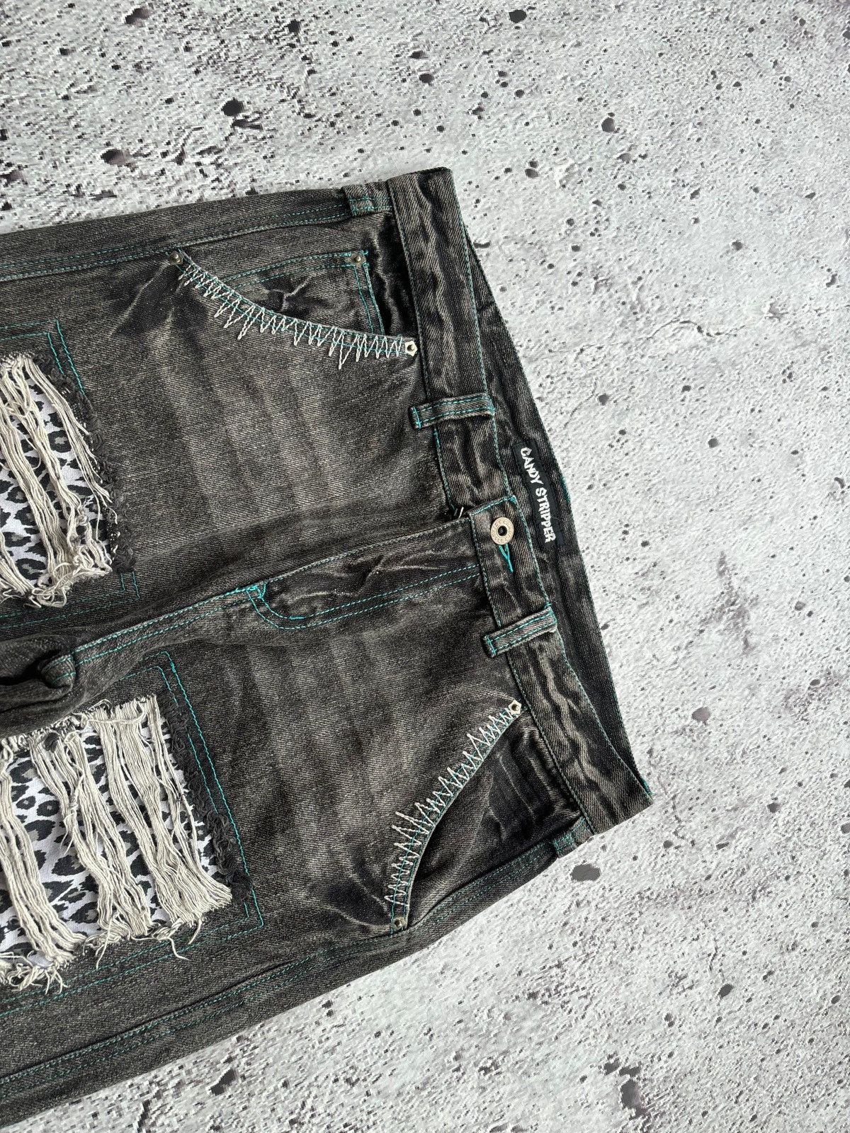 Hysteric Glamour Y2k Distressed Denim Candy Stripper Jeans Size US 32 / EU 48 - 6 Thumbnail