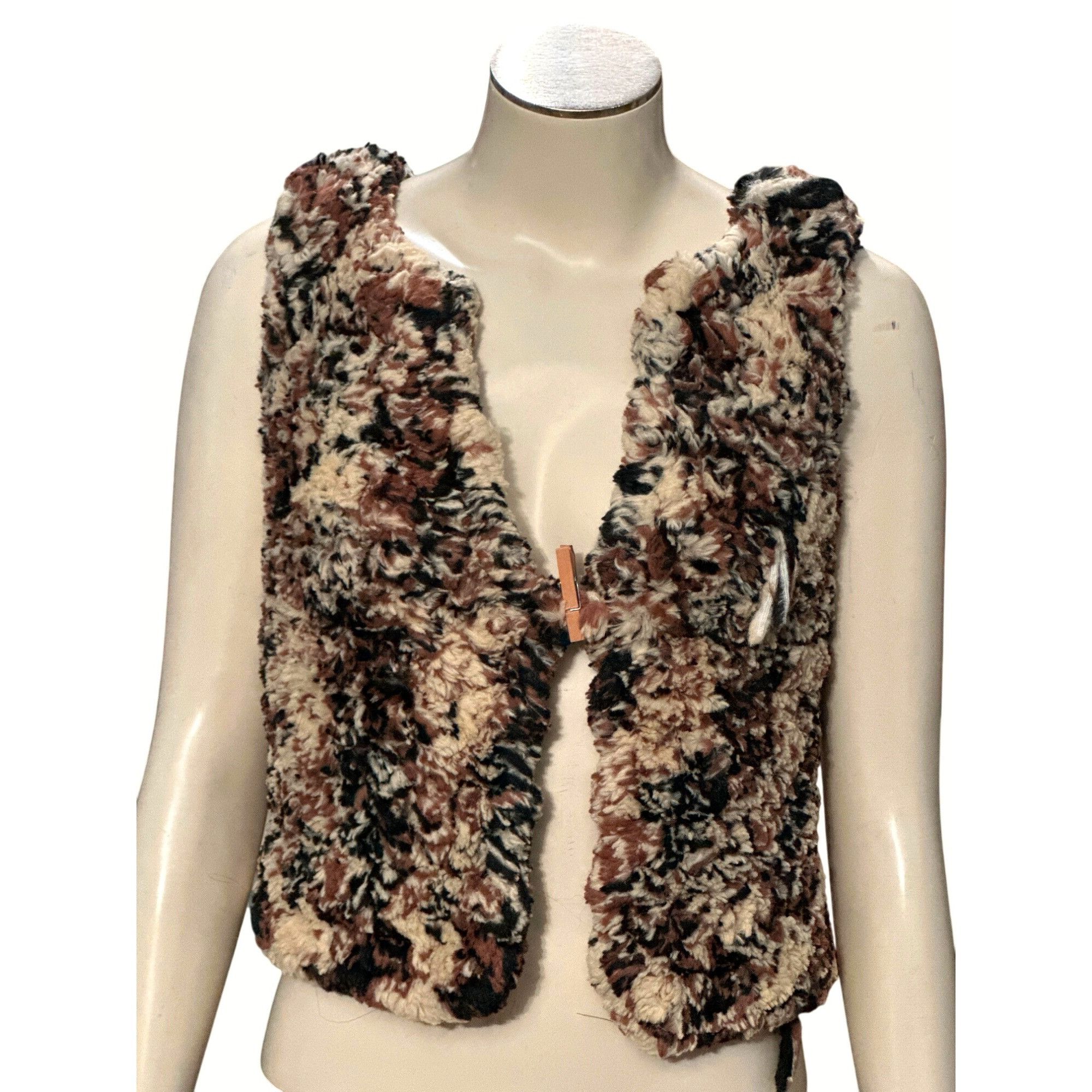 Other CCC Faux Fur Girls Fluffy Cozy Open Front Brown Black Cream Size XXS / US 00 / IT 34 - 1 Thumbnail